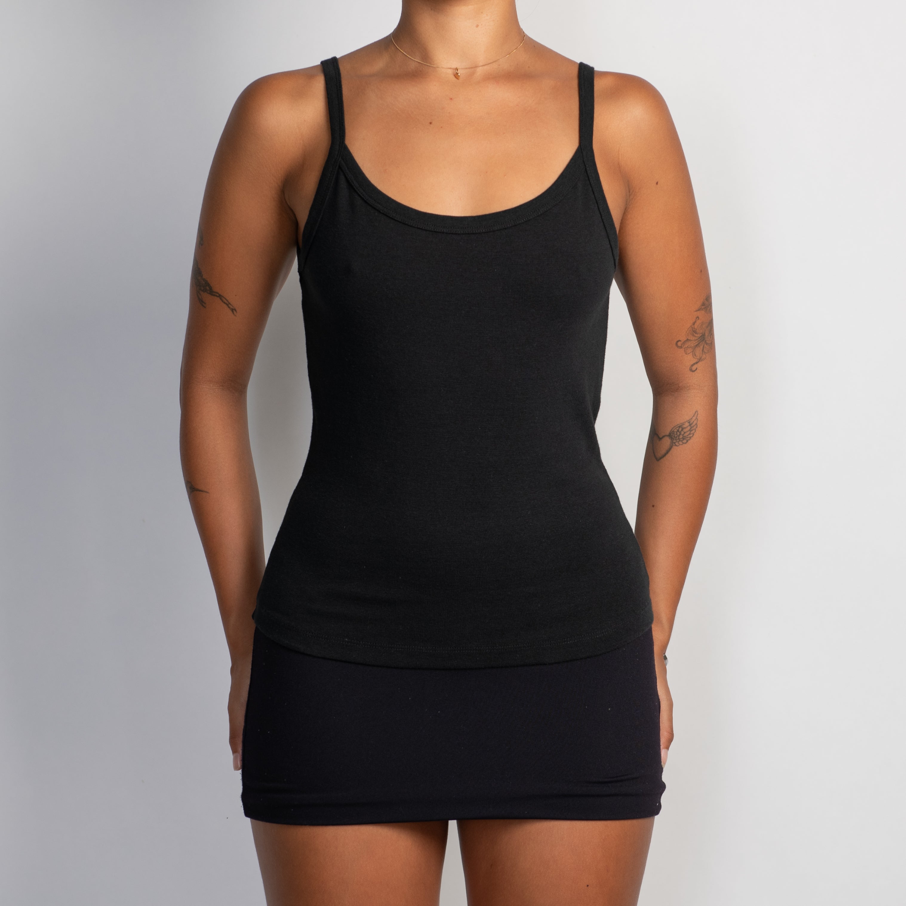 BLACK COTTON TANK TOP