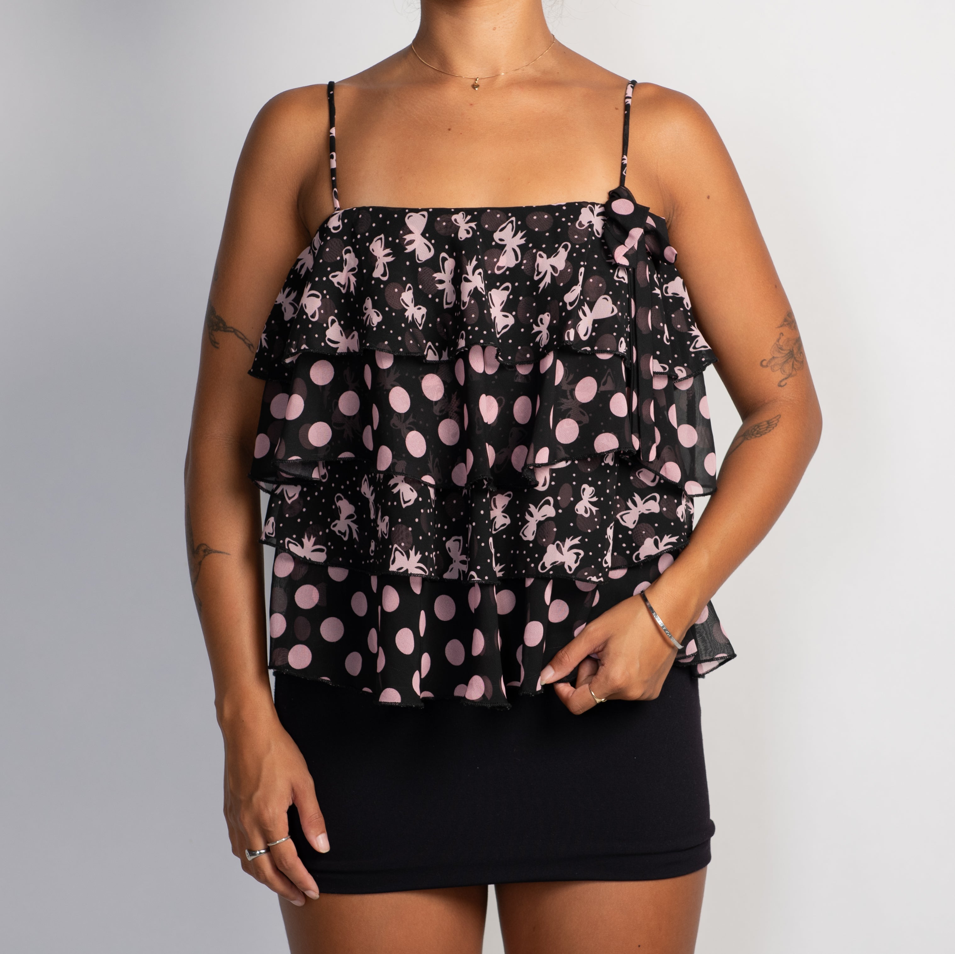 TIERED POLKA DOT TOP