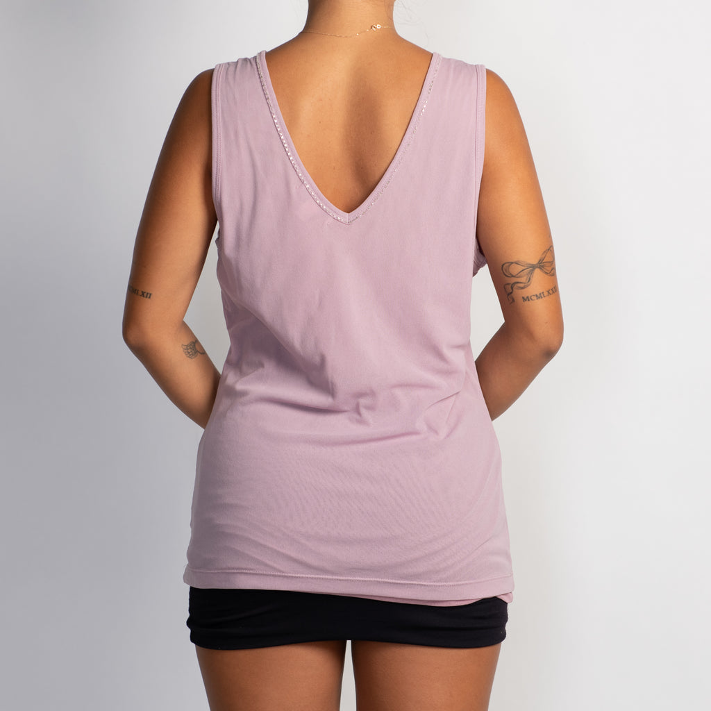 MAUVE MESH EMBROIDERED TOP