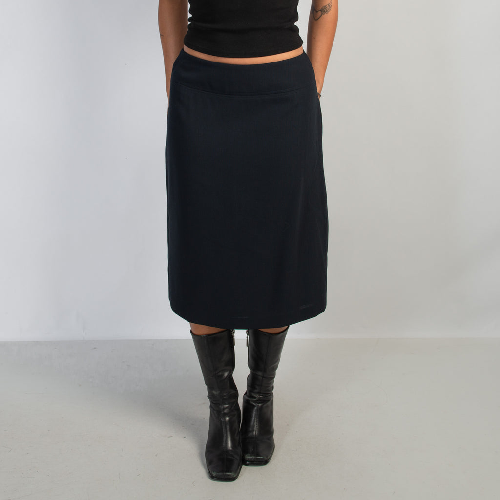 NAVY WOOL MIDI SKIRT