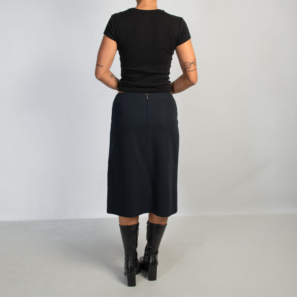 NAVY WOOL MIDI SKIRT