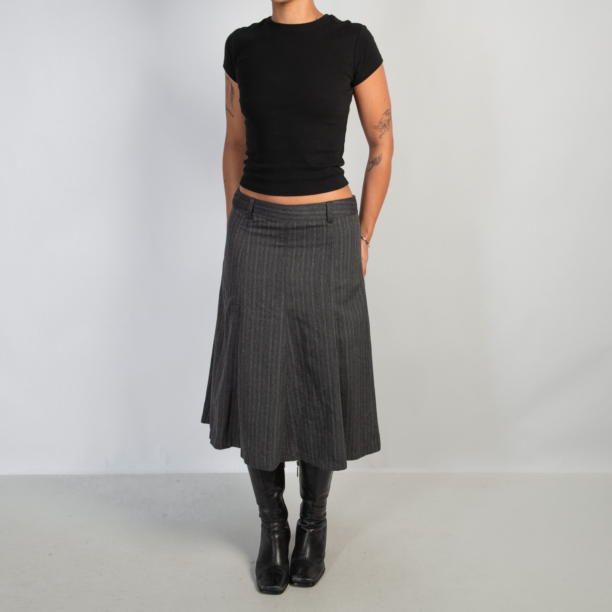 CHARCOAL MIDI SKIRT