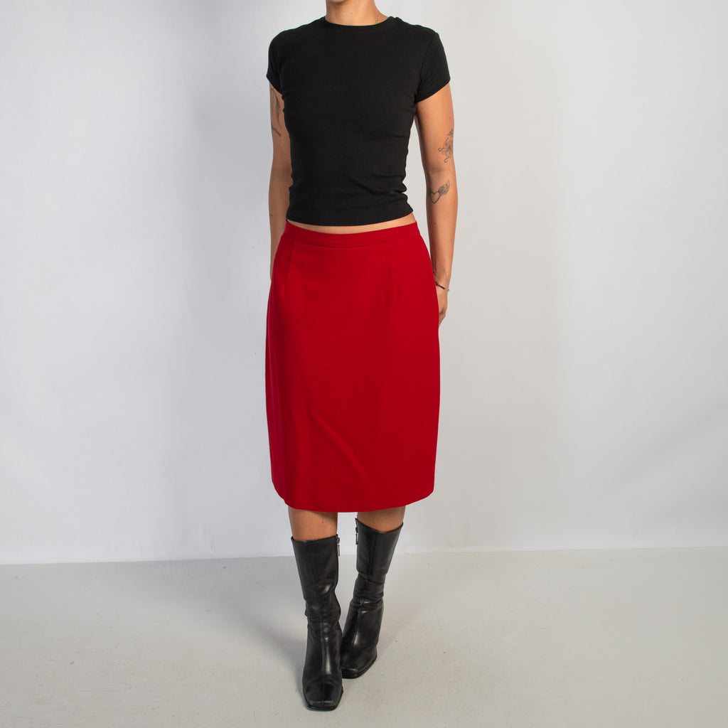 RED MIDI SKIRT