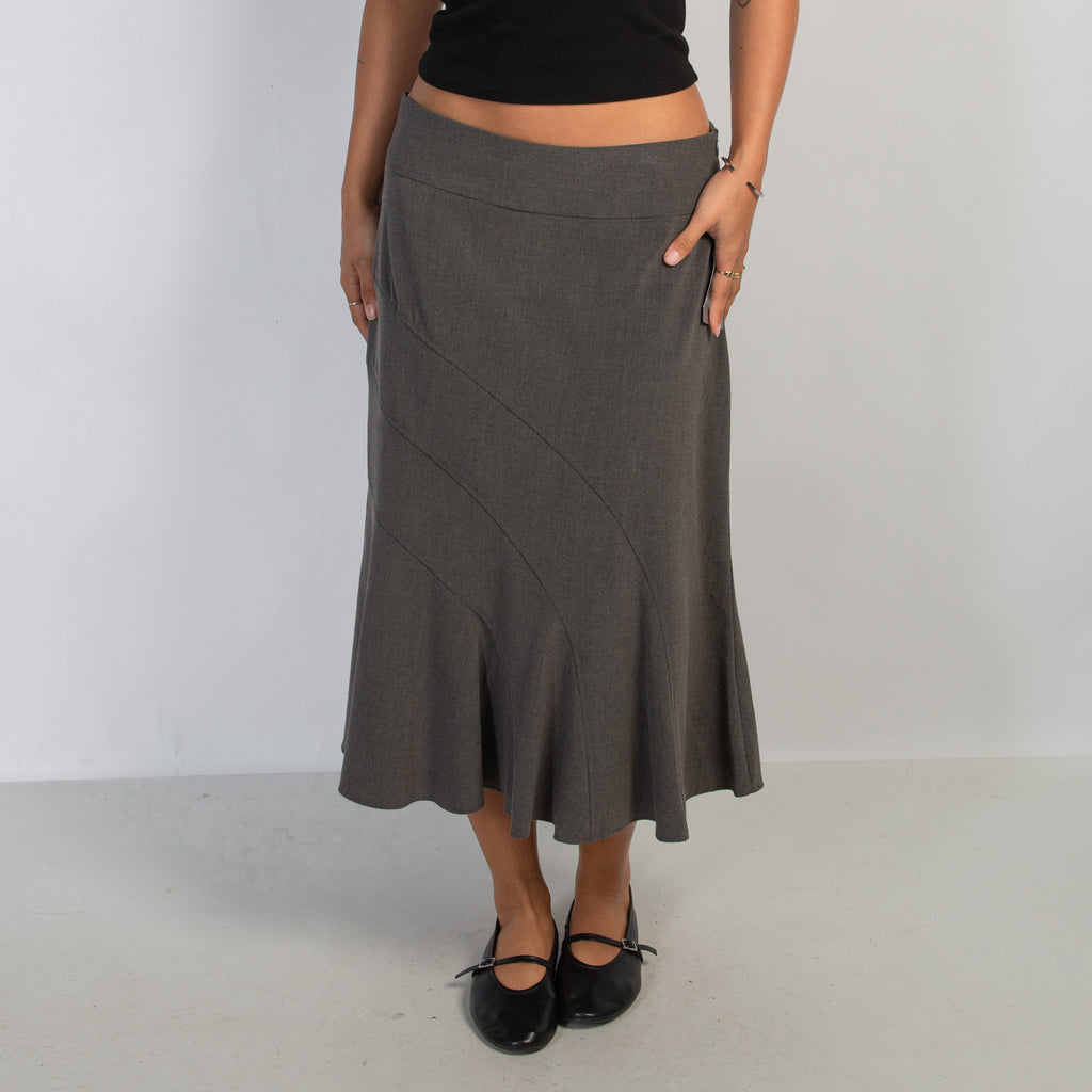 GREY A LINE MIDI SKIRT