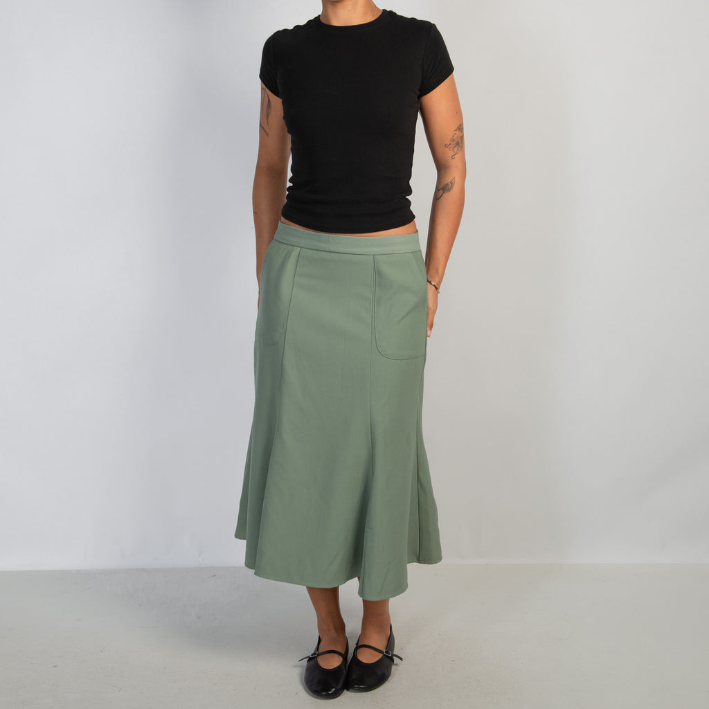 SAGE GREEN MIDI SKIRT