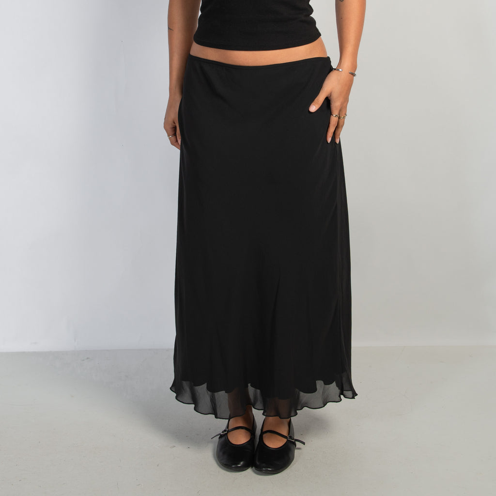 BLACK SLIP MAXI SKIRT