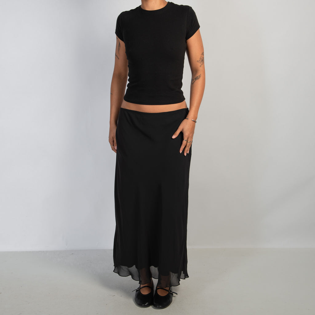 BLACK SLIP MAXI SKIRT