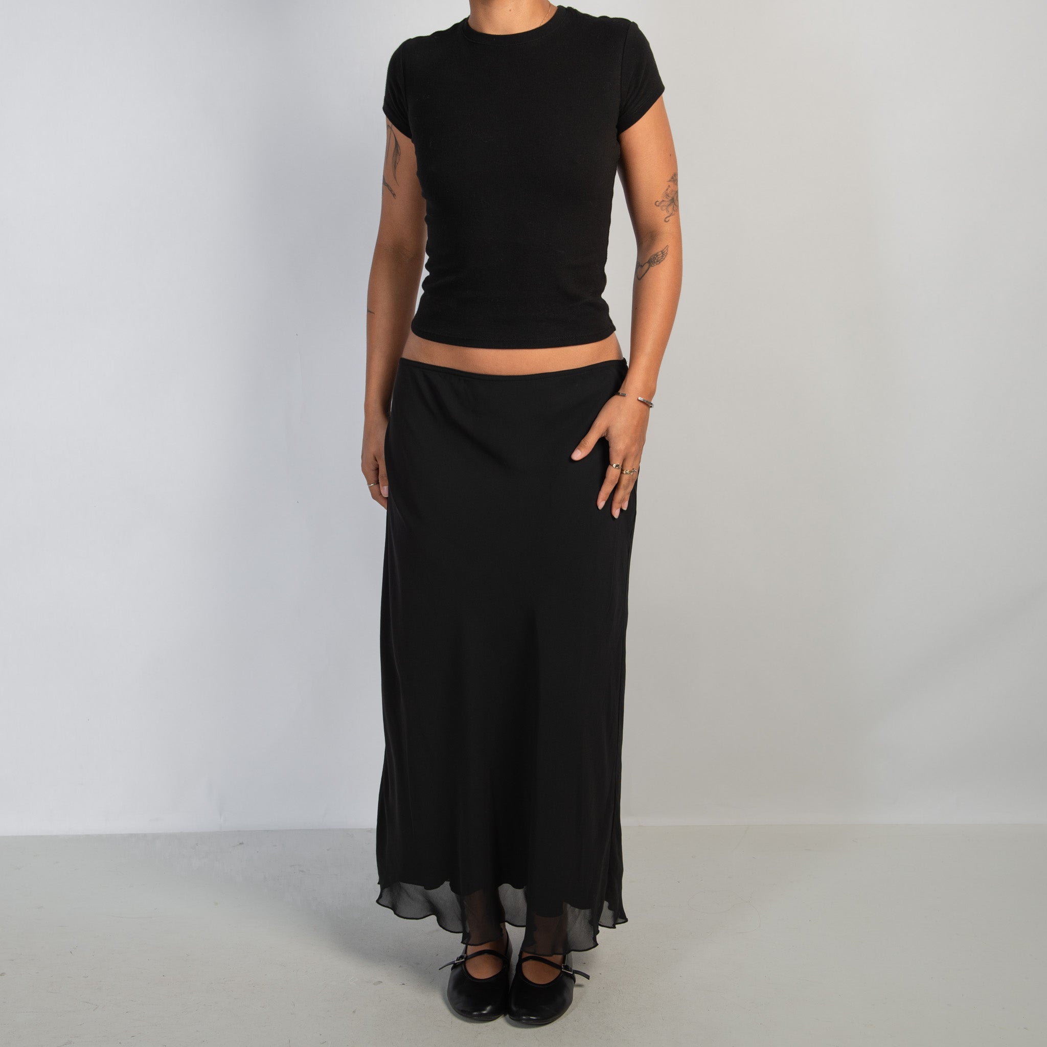 BLACK SLIP MAXI SKIRT