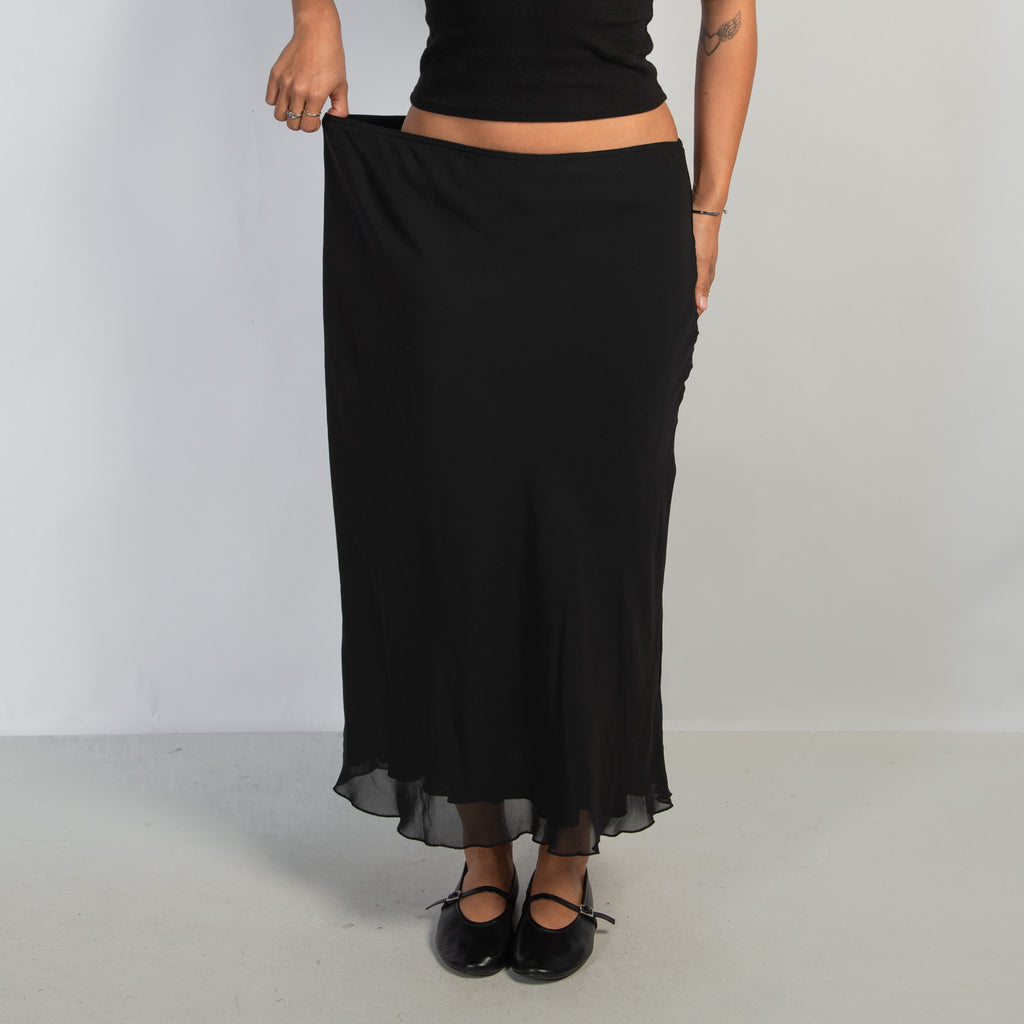 BLACK SLIP MAXI SKIRT