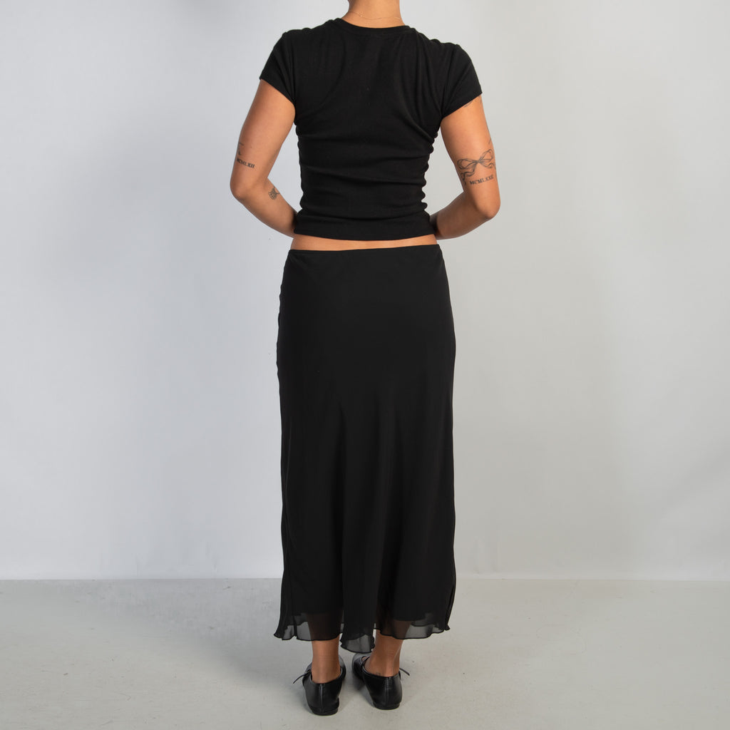 BLACK SLIP MAXI SKIRT