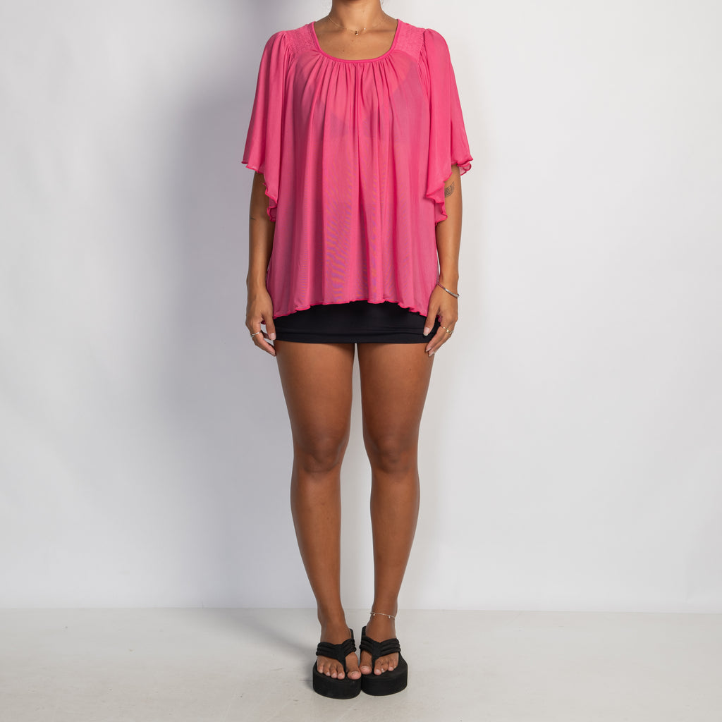 HOT PINK MESH TOP