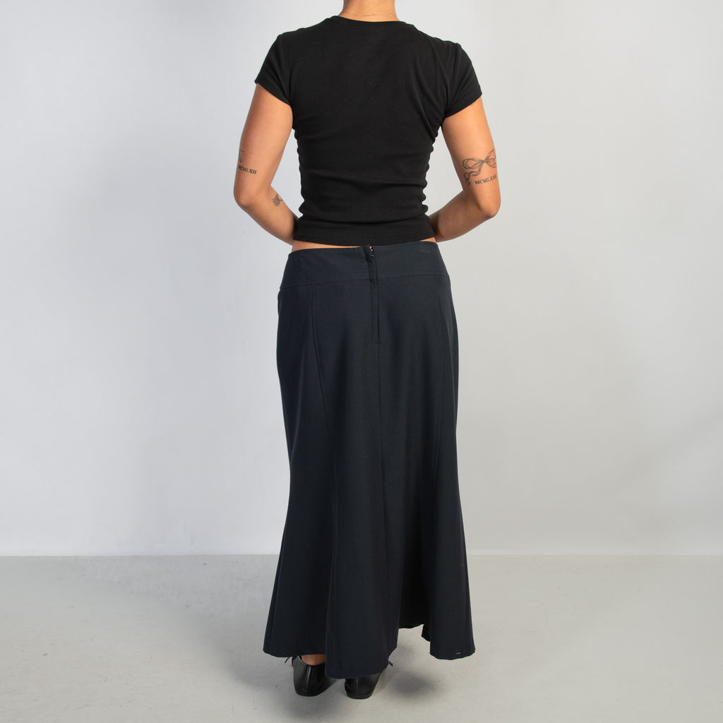 NAVY LONGLINE SKIRT