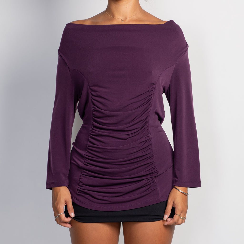 PURPLE COWL NECK TOP
