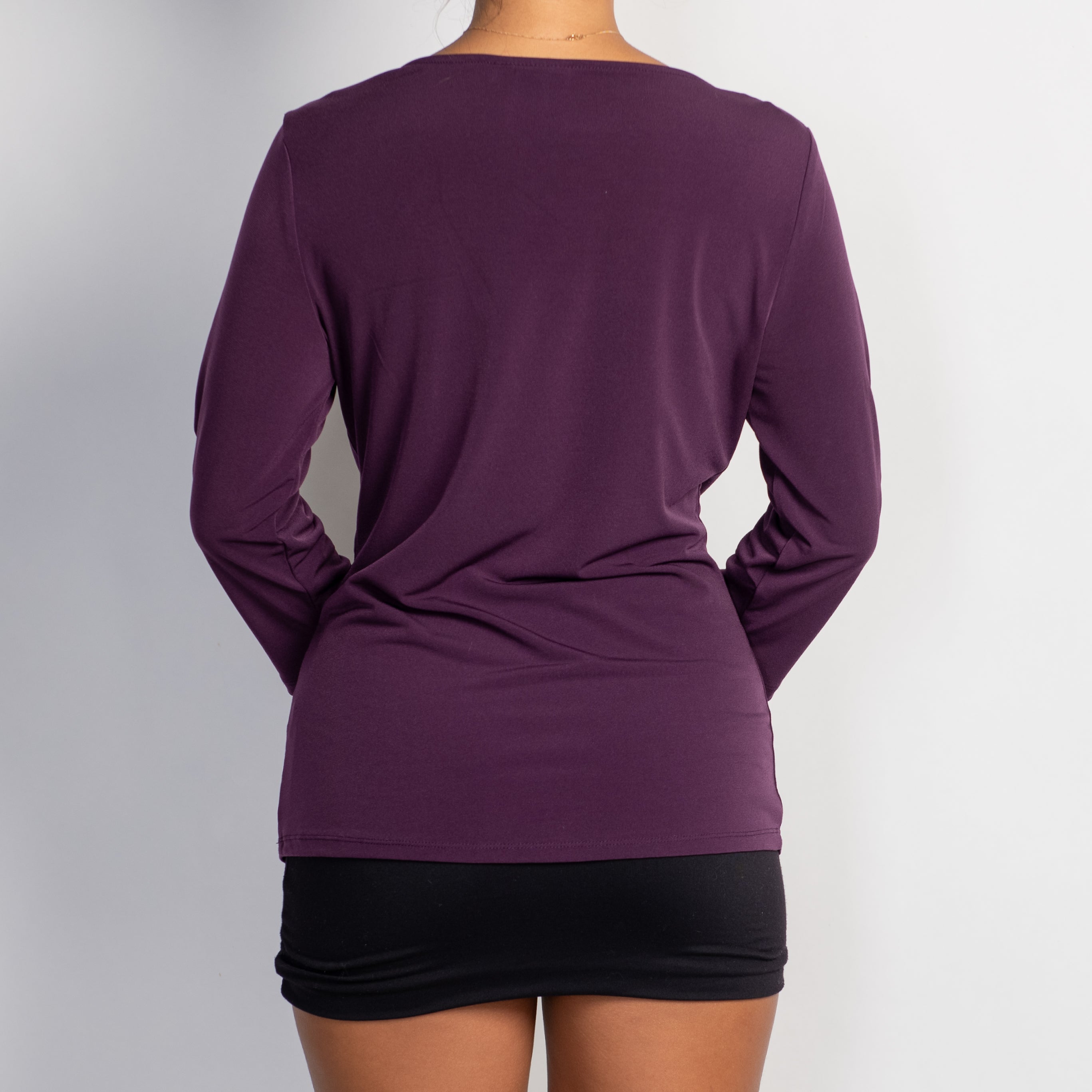 PURPLE COWL NECK TOP