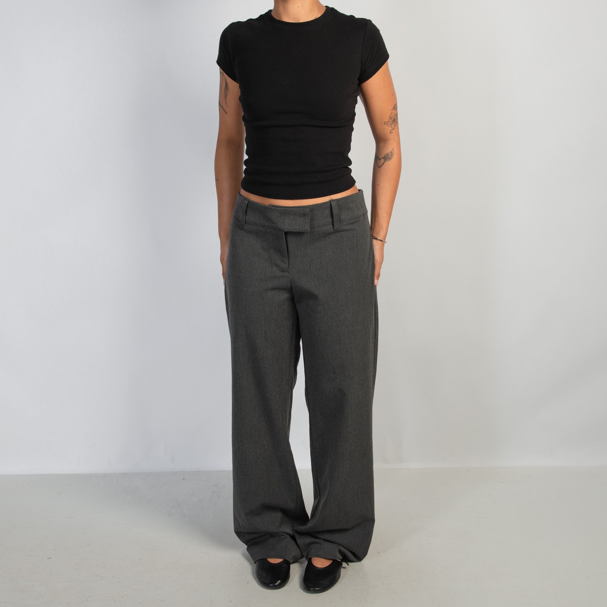 GREY WIDE LEG TROUSERS