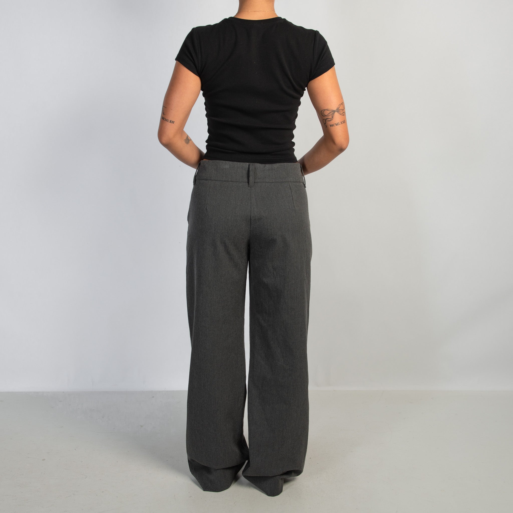 GREY WIDE LEG TROUSERS