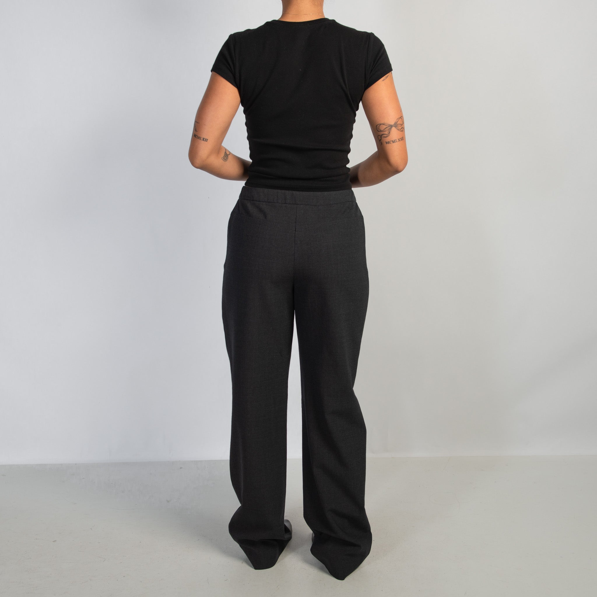 WOOL STRAIGHT LEG TROUSERS