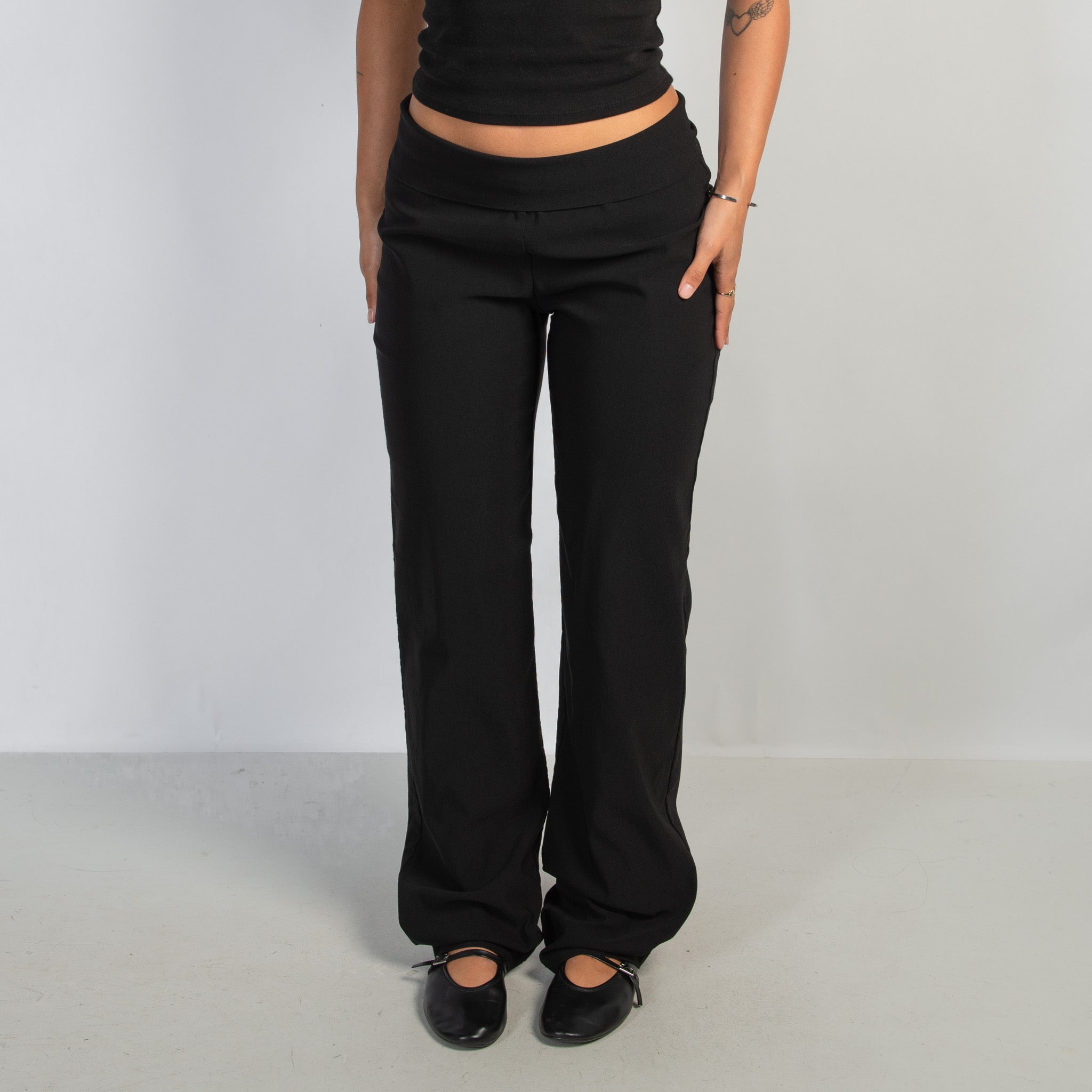 BLACK FOLD OVER TROUSERS