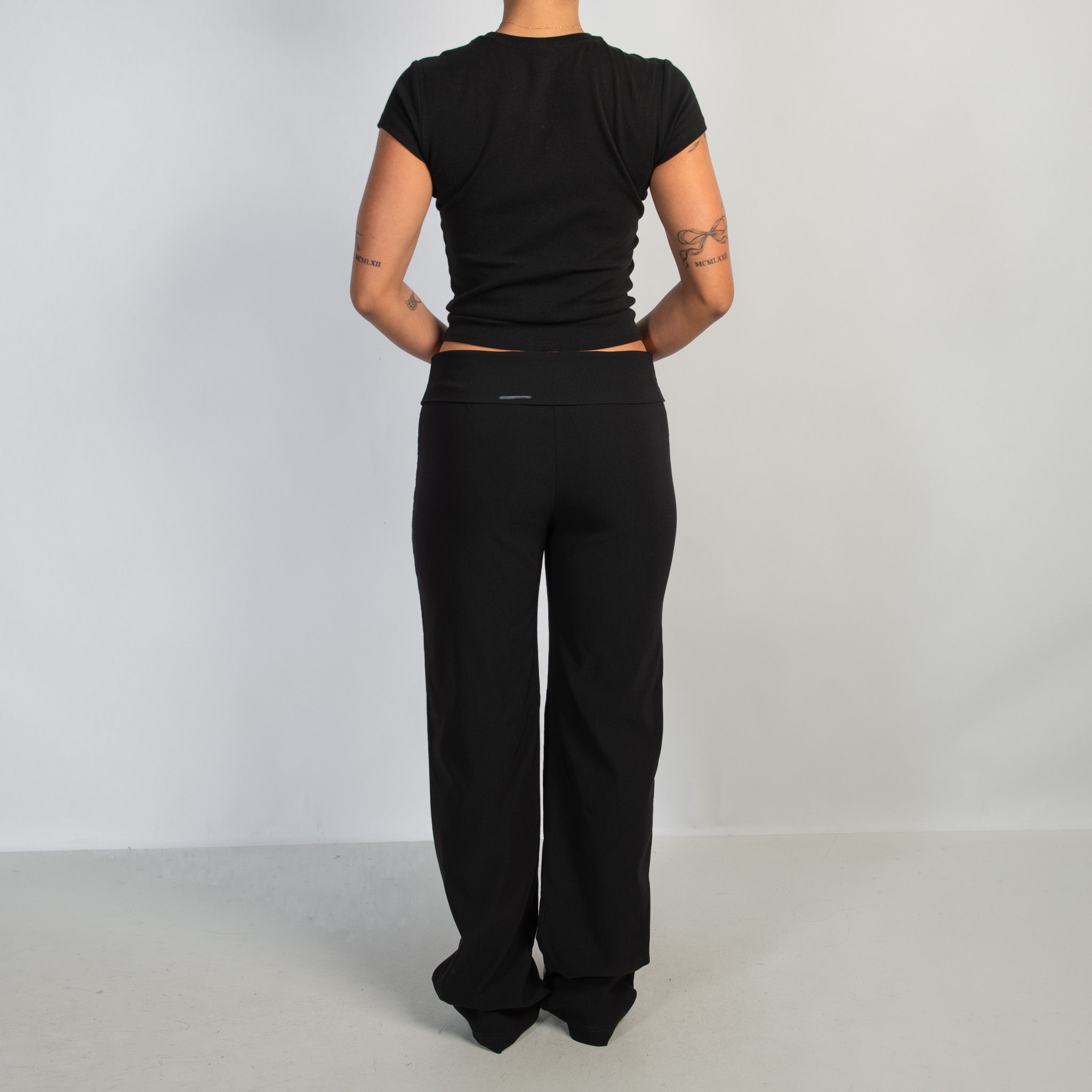 BLACK FOLD OVER TROUSERS