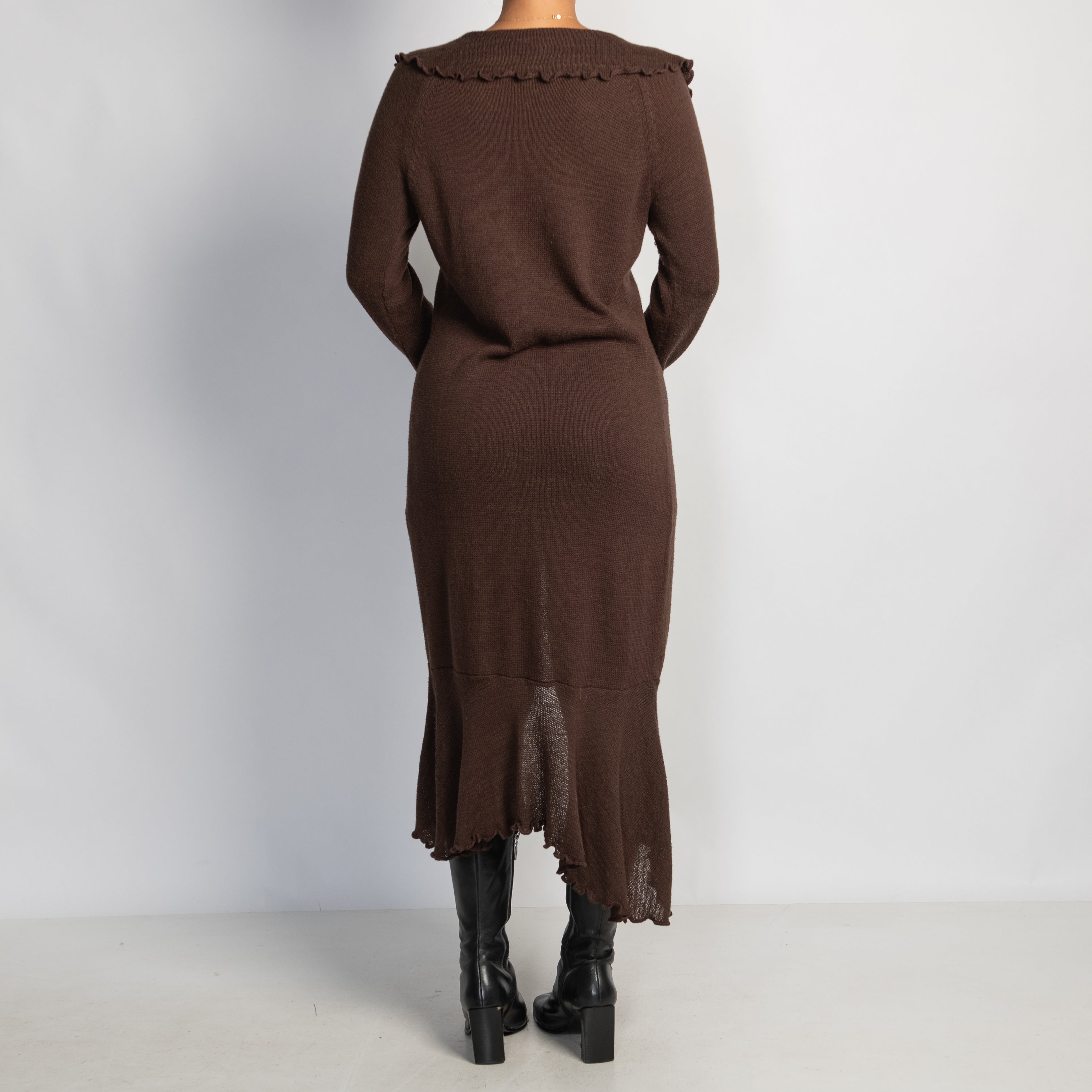 BROWN LONGLINE CARDIGAN