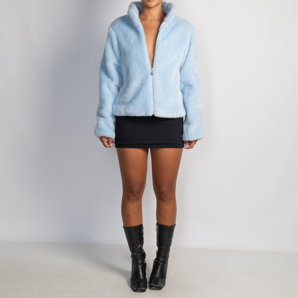 BLUE FAUX FUR JACKET