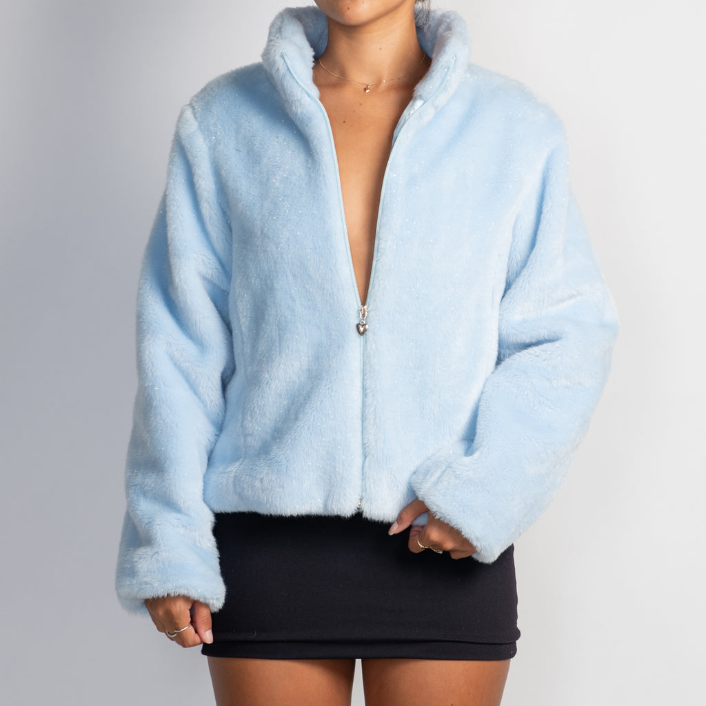 BLUE FAUX FUR JACKET