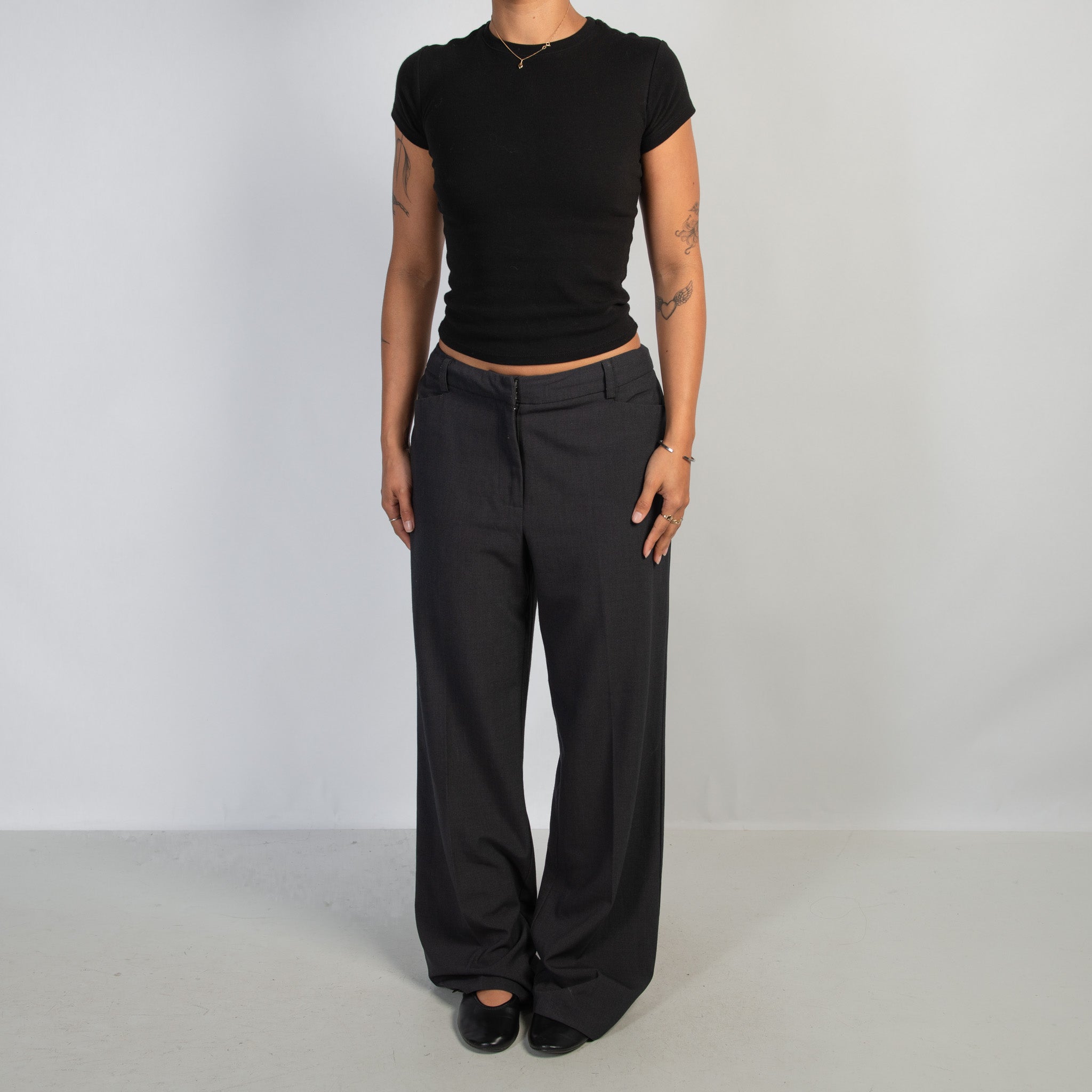 NAVY WIDE LEG TROUSERS