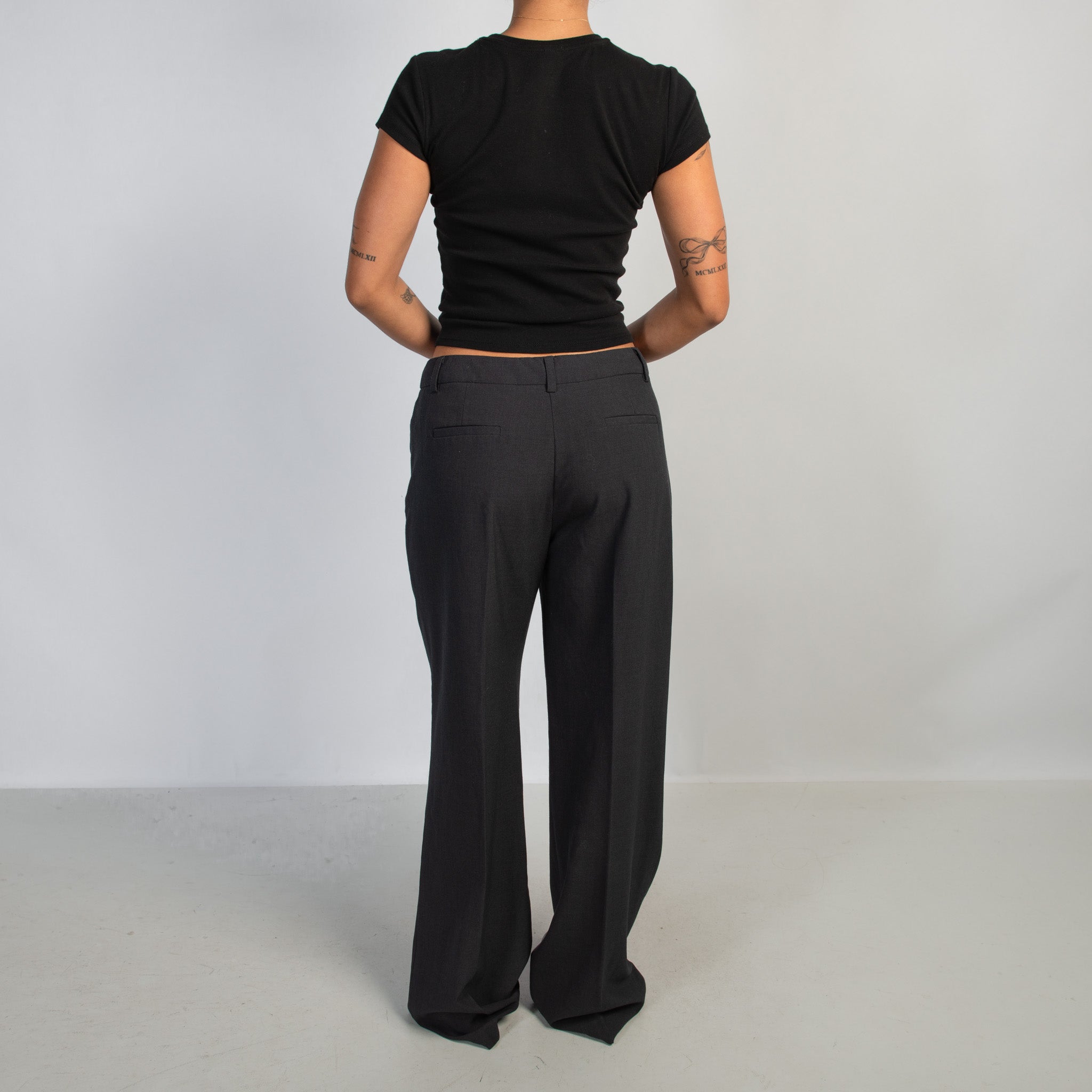 NAVY WIDE LEG TROUSERS