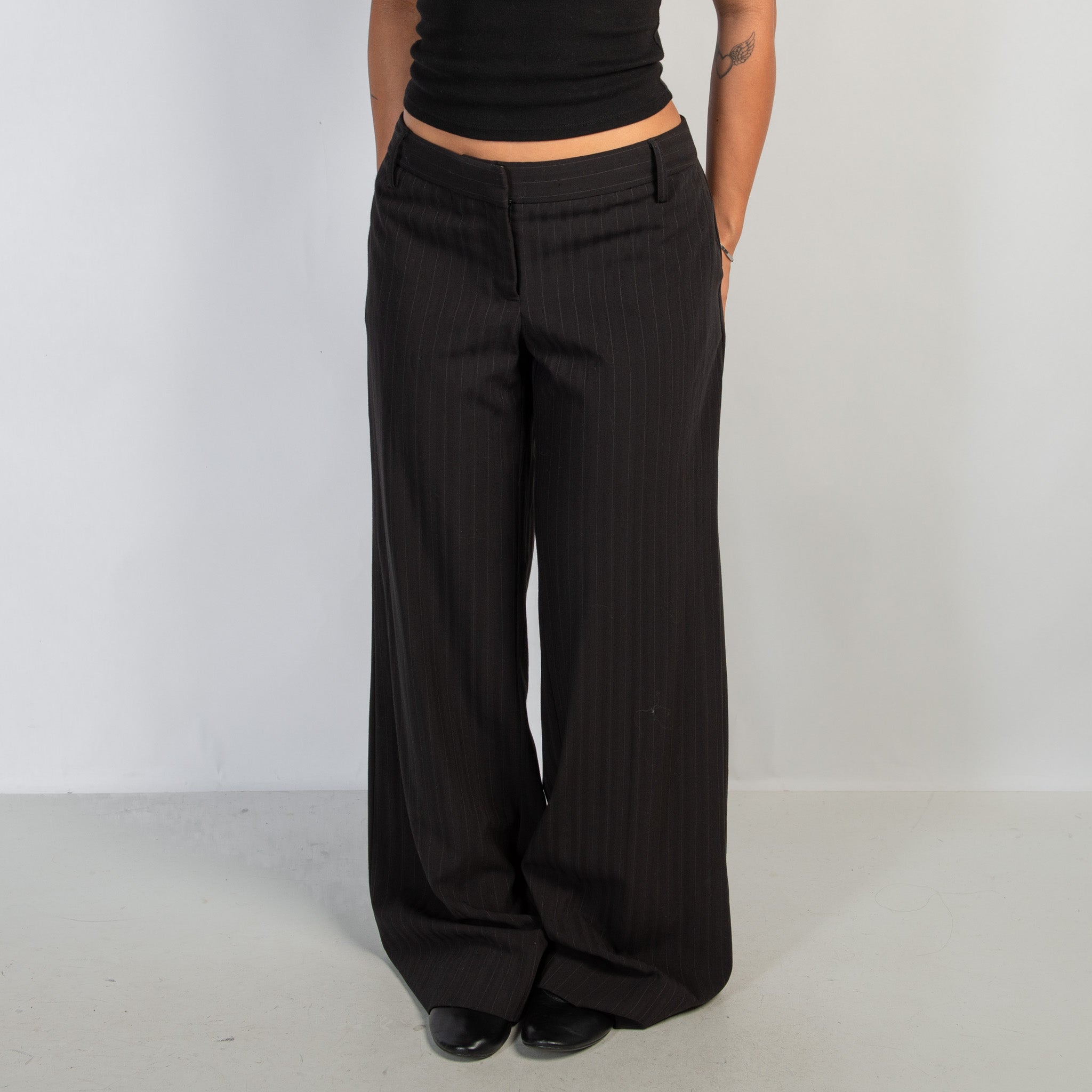 BLACK WIDE LEG TROUSERS