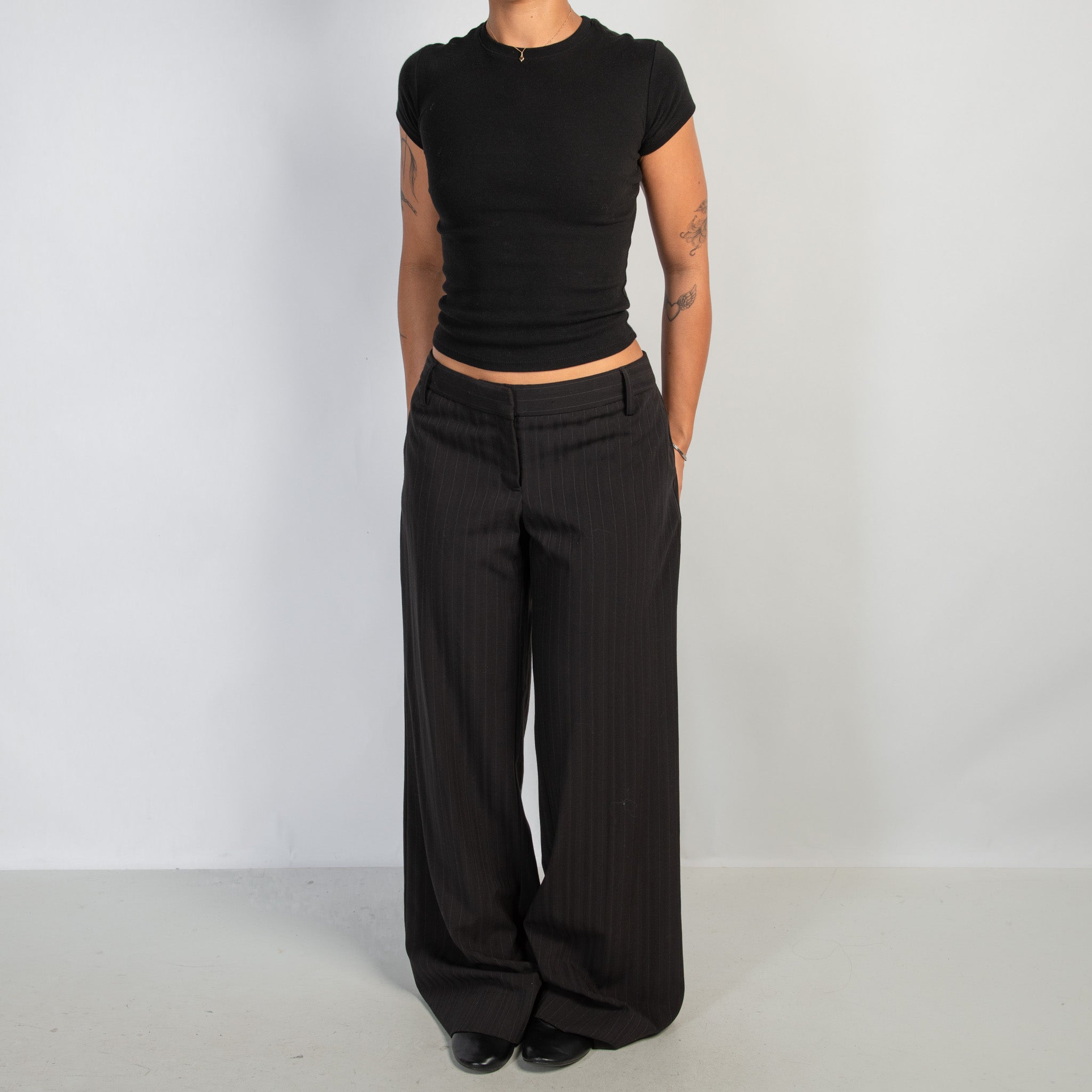 BLACK WIDE LEG TROUSERS