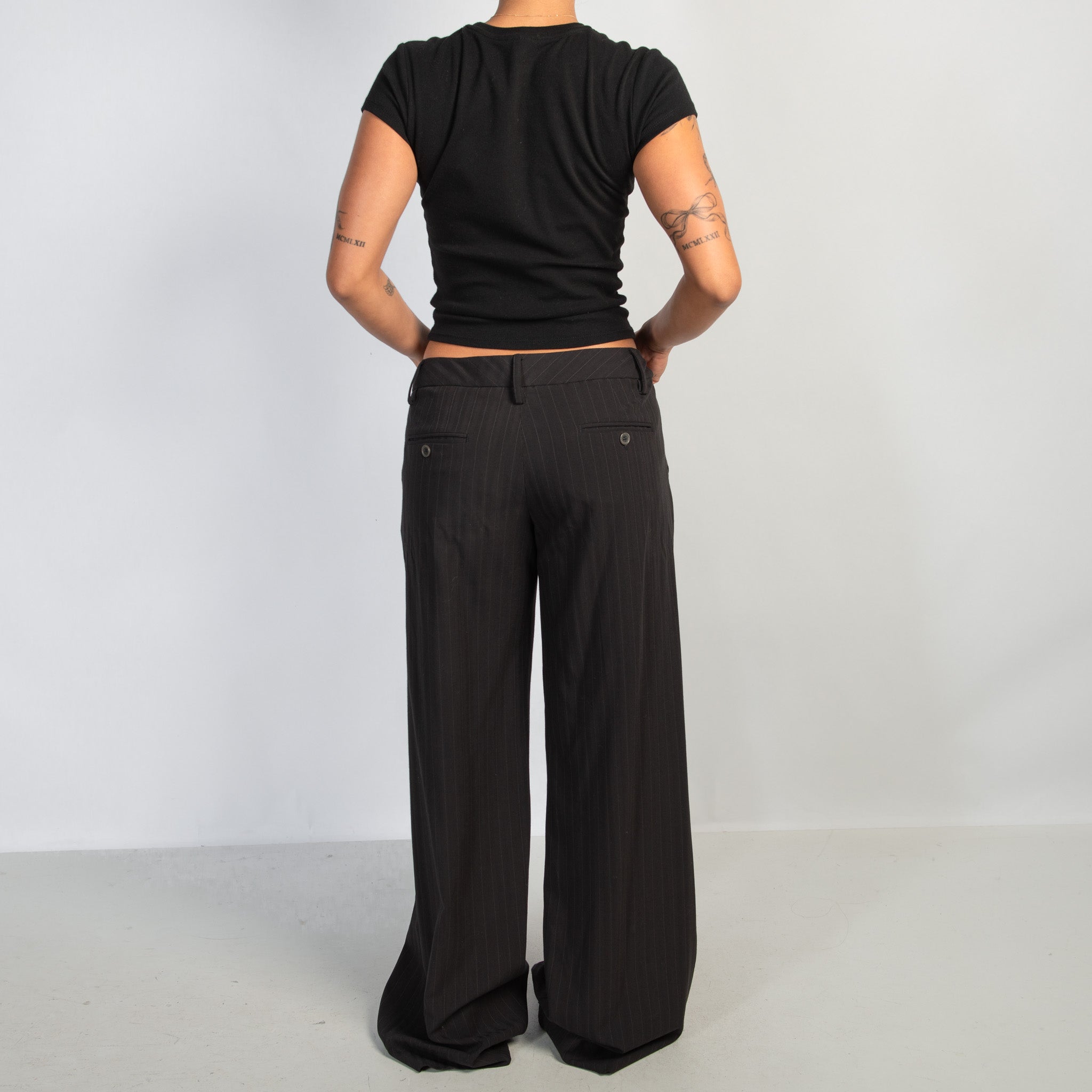 BLACK WIDE LEG TROUSERS