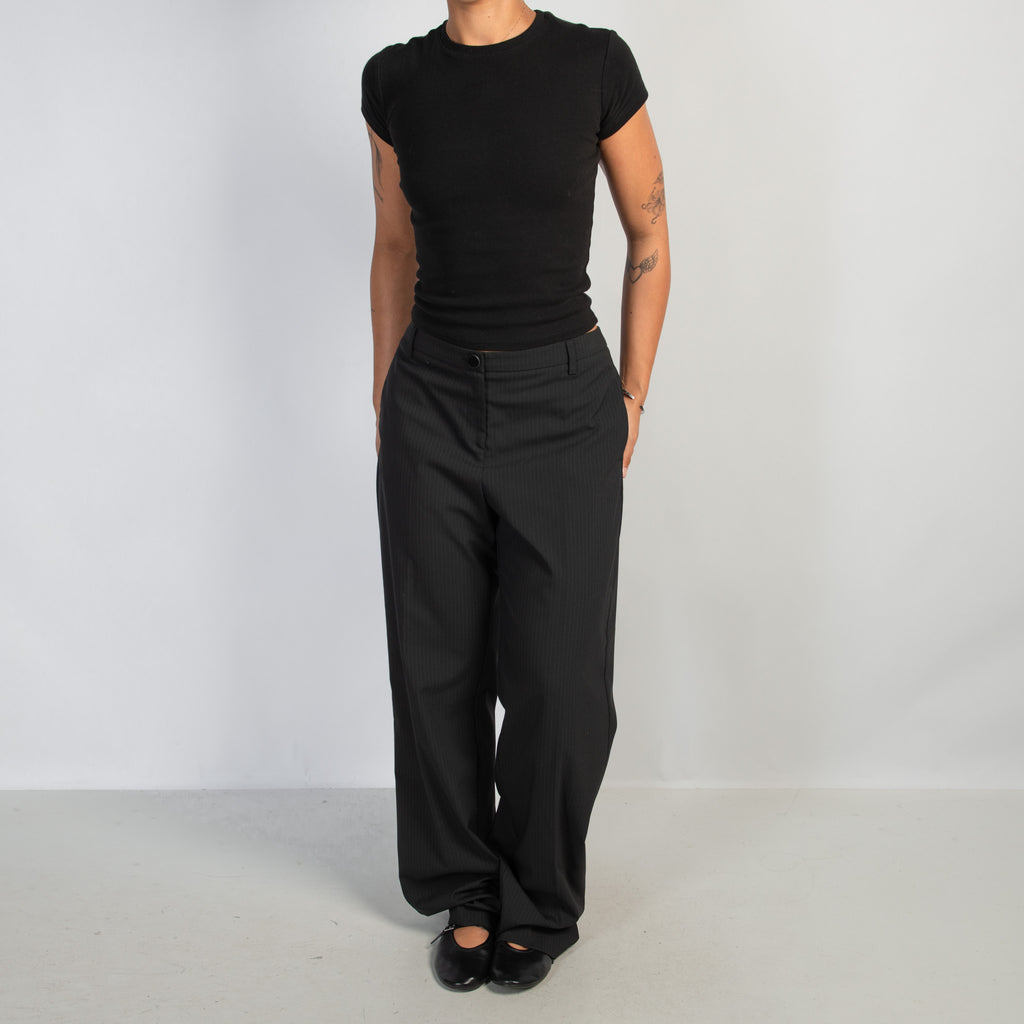 PINSTRIPE STRAIGHT LEG PANTS