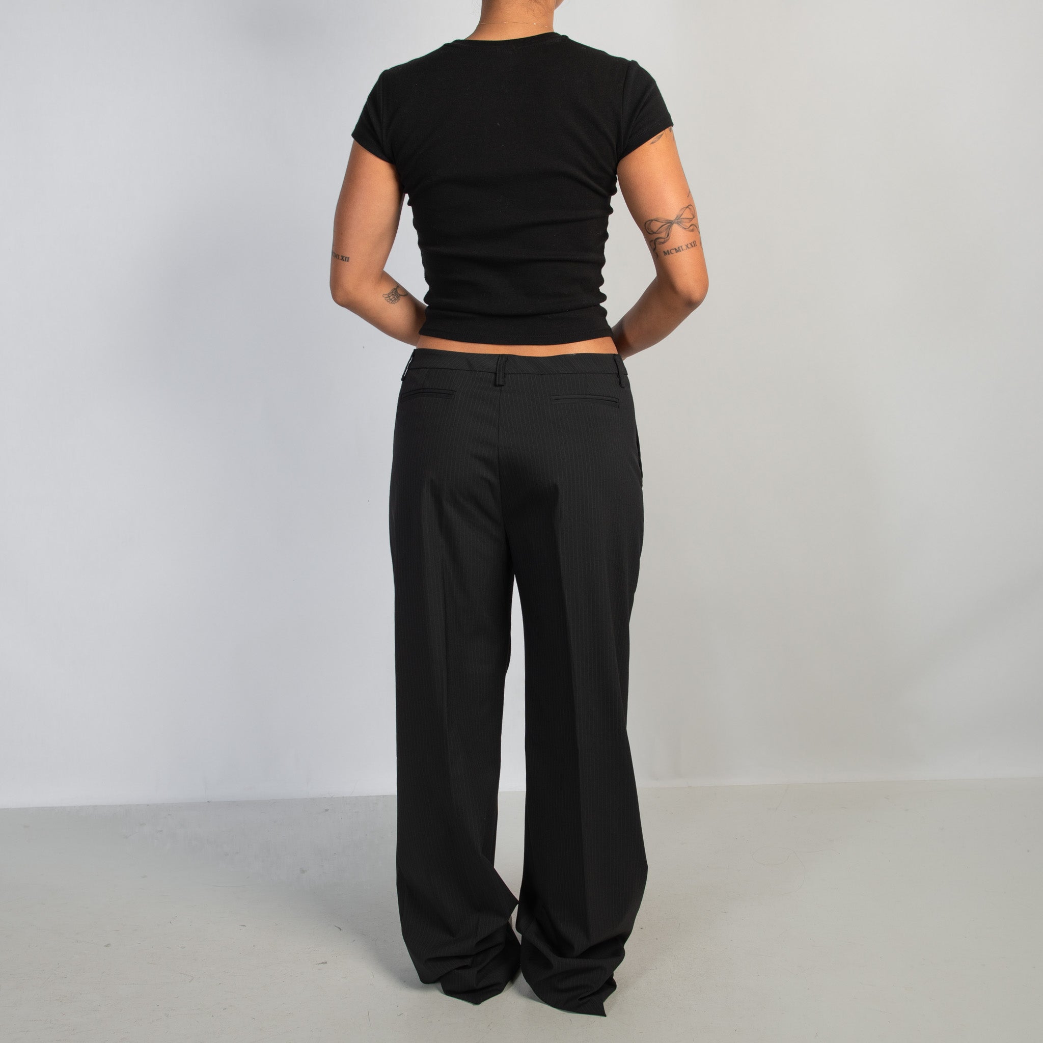PINSTRIPE STRAIGHT LEG PANTS