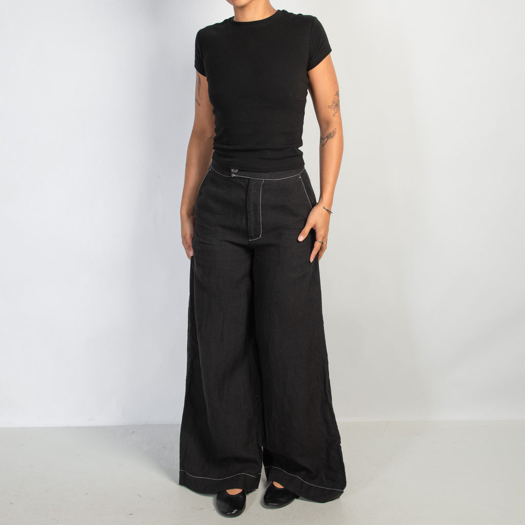 WIDE LEG LINEN TROUSERS