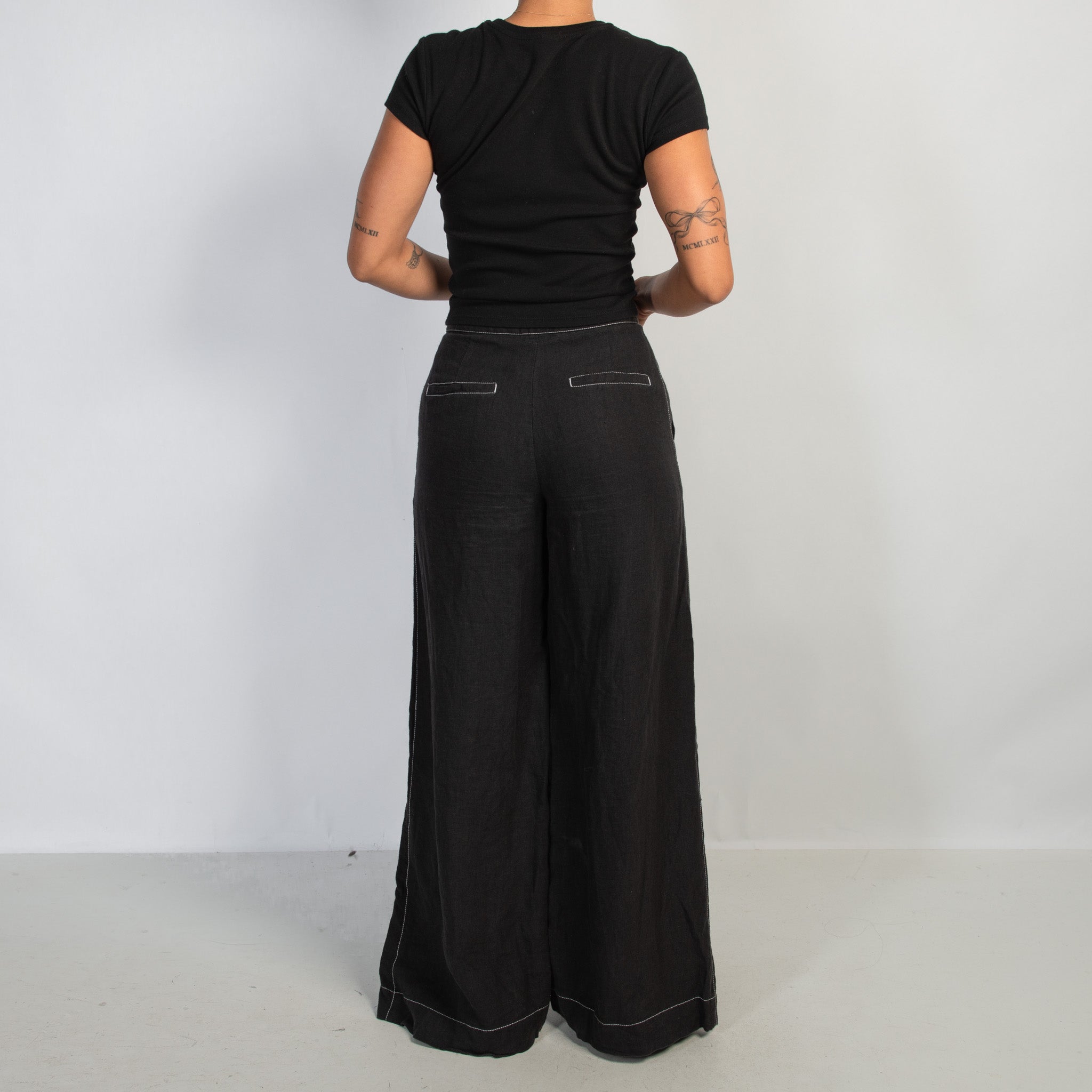 WIDE LEG LINEN TROUSERS