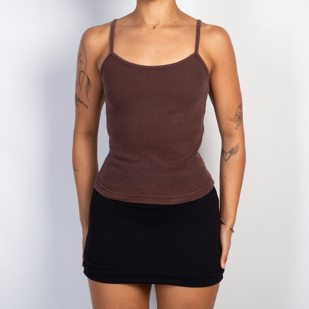 BROWN COTTON TANK TOP