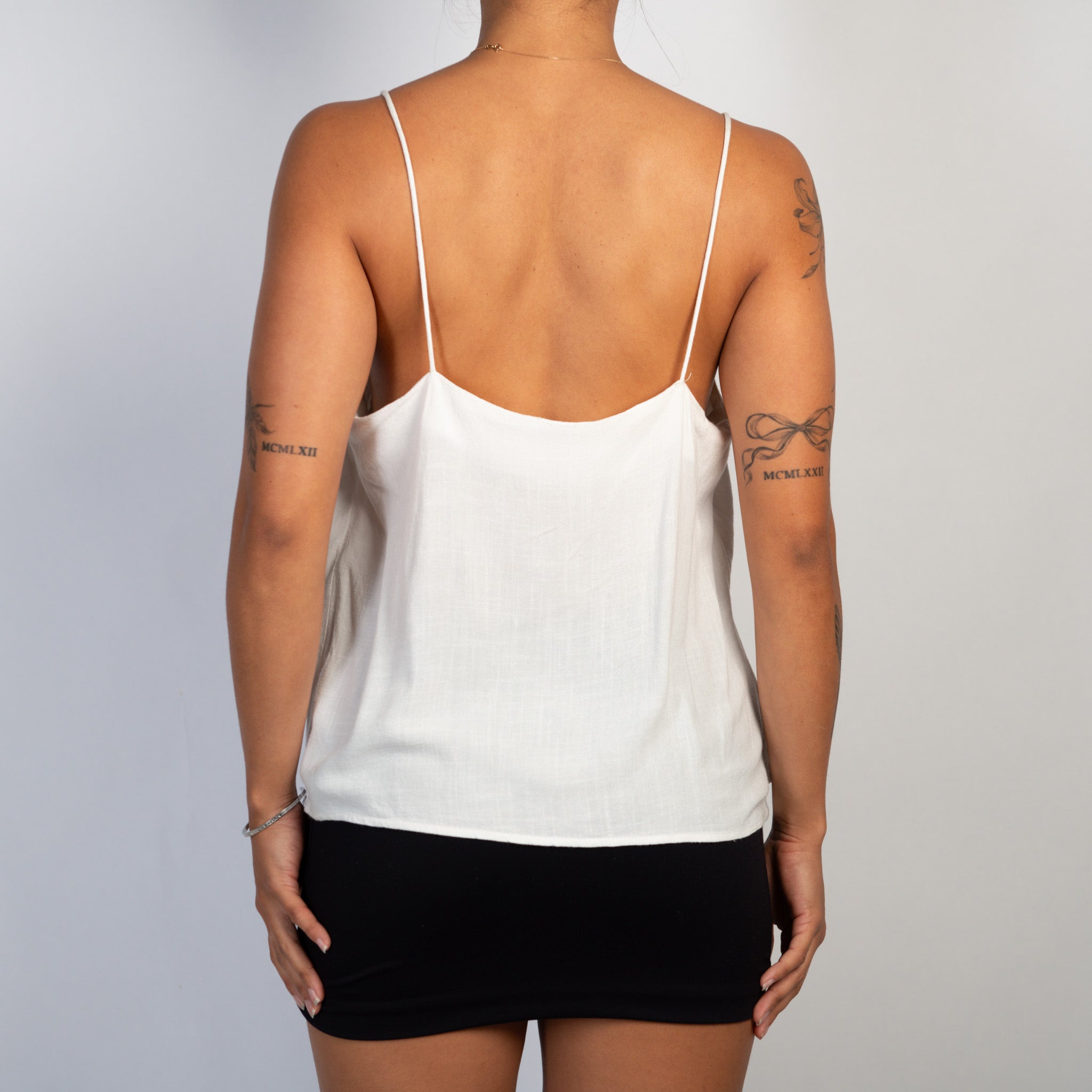 WHITE RUFFLE CAMISOLE