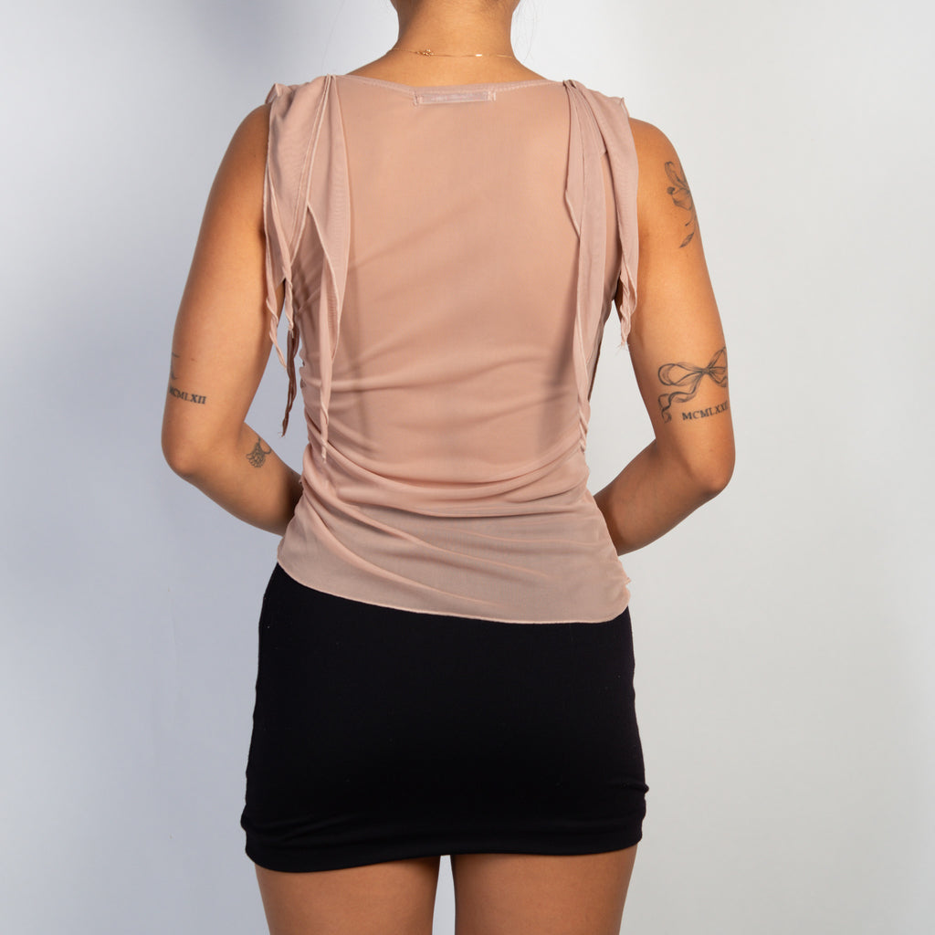 PINK MESH ASYMMETRIC TOP