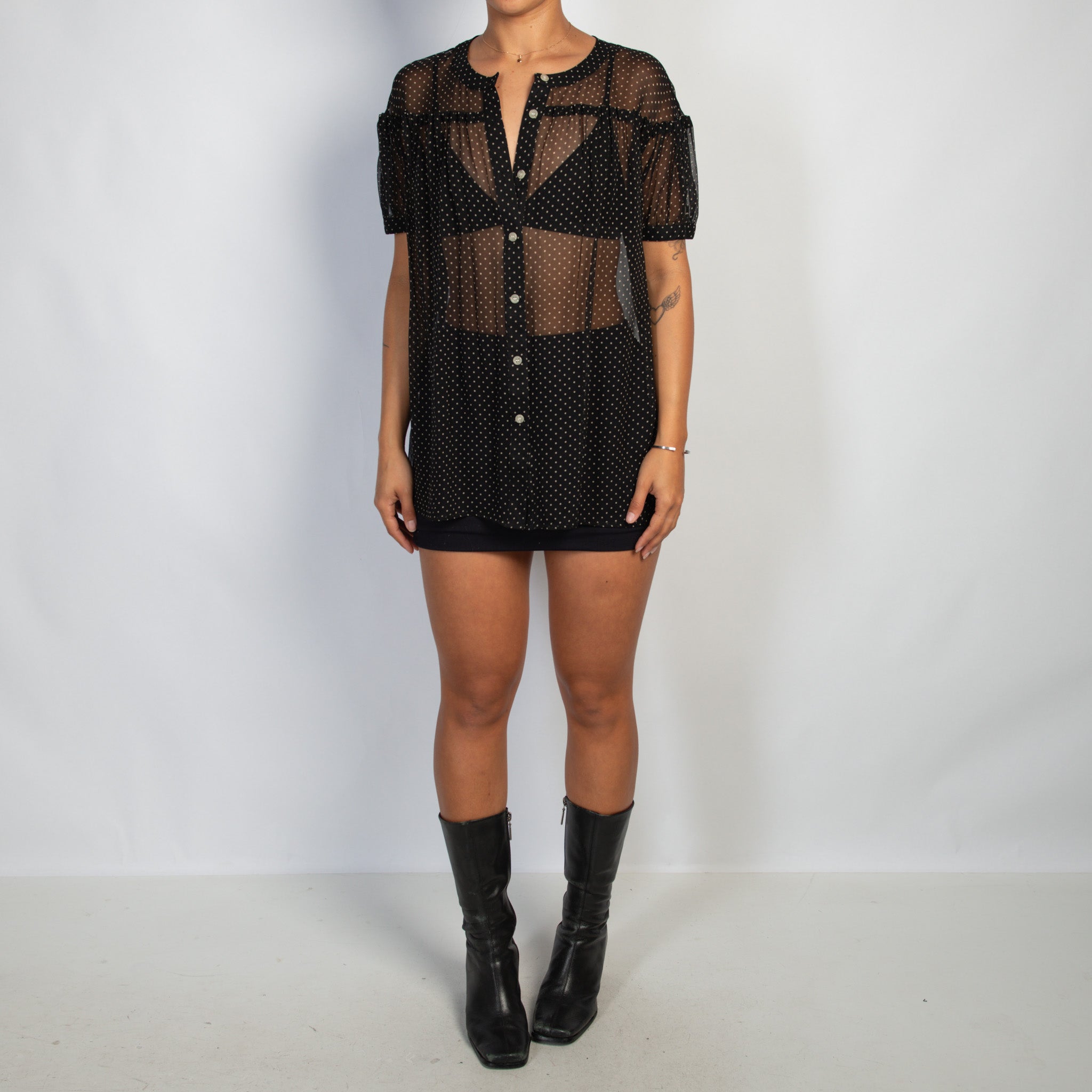 SHEER POLKA DOT BLOUSE