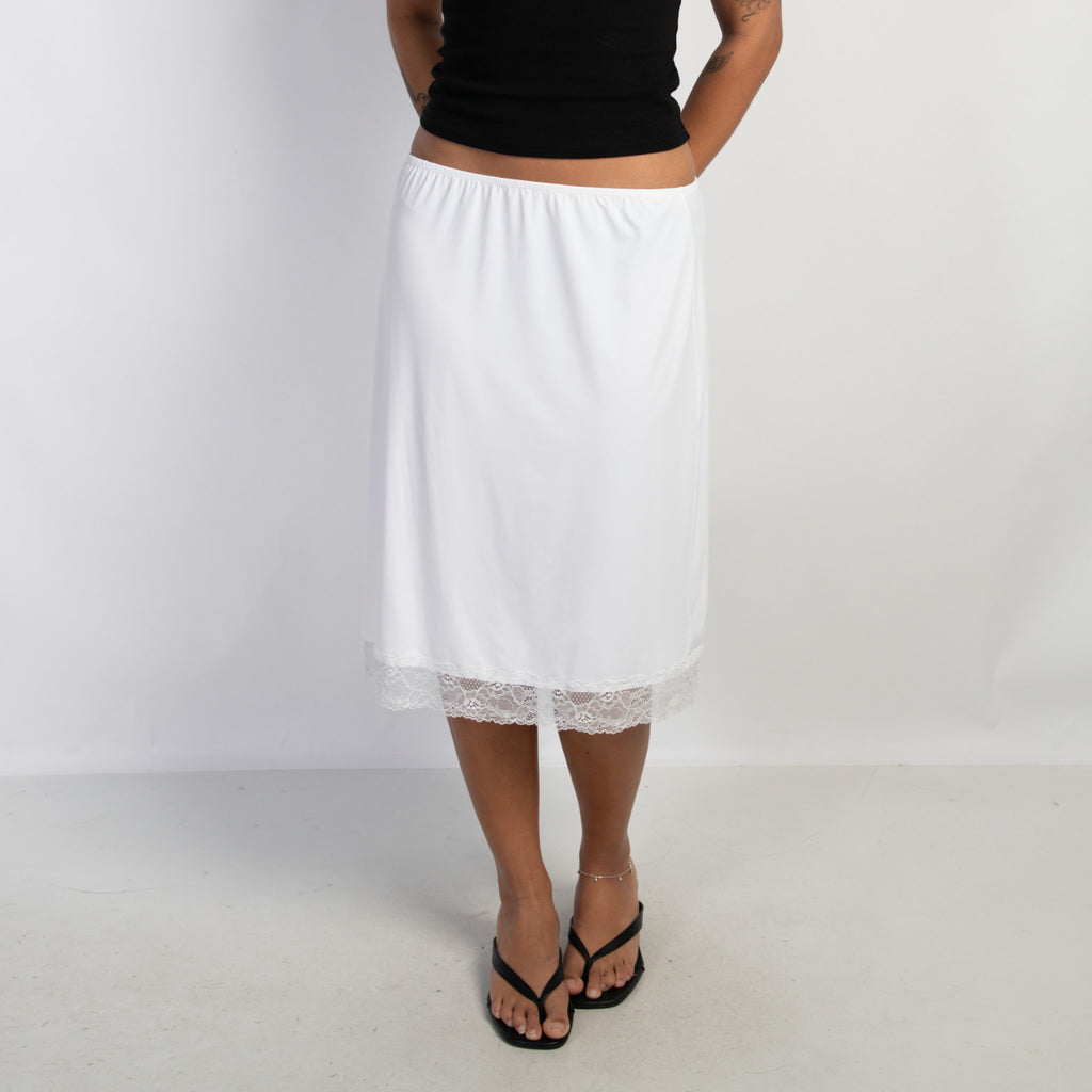 WHITE STRETCH SLIP SKIRT