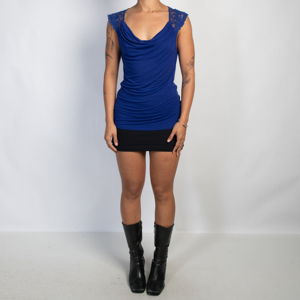 COBALT COWL NECK TOP