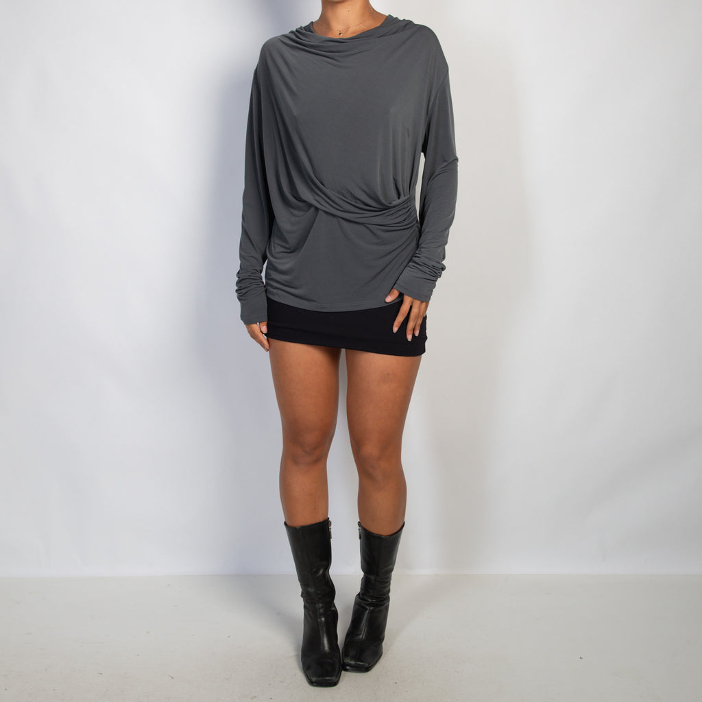 SLATE SLINKY RUCHED TOP