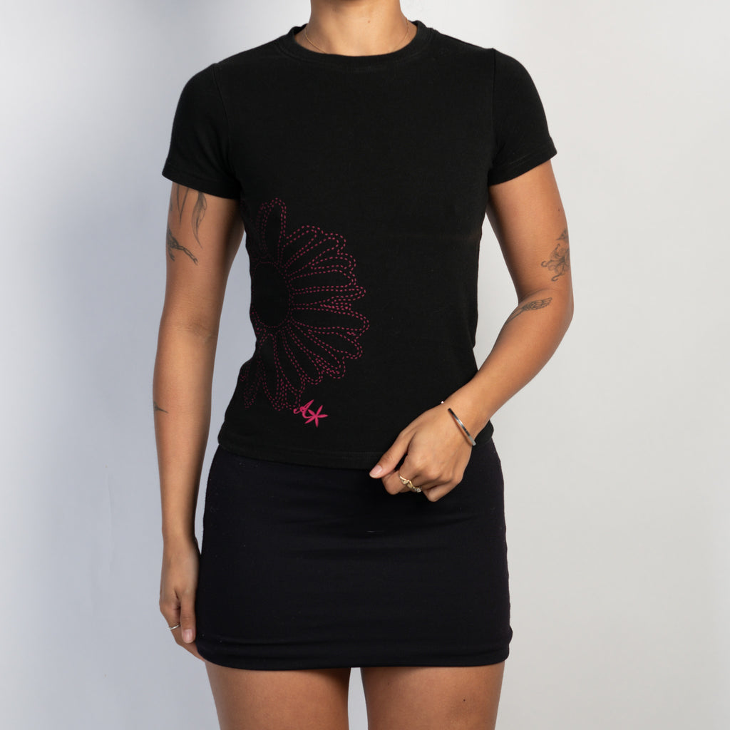 BLACK FLORAL BABY TEE