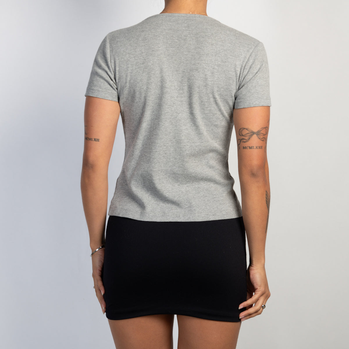 GREY V NECK TEE