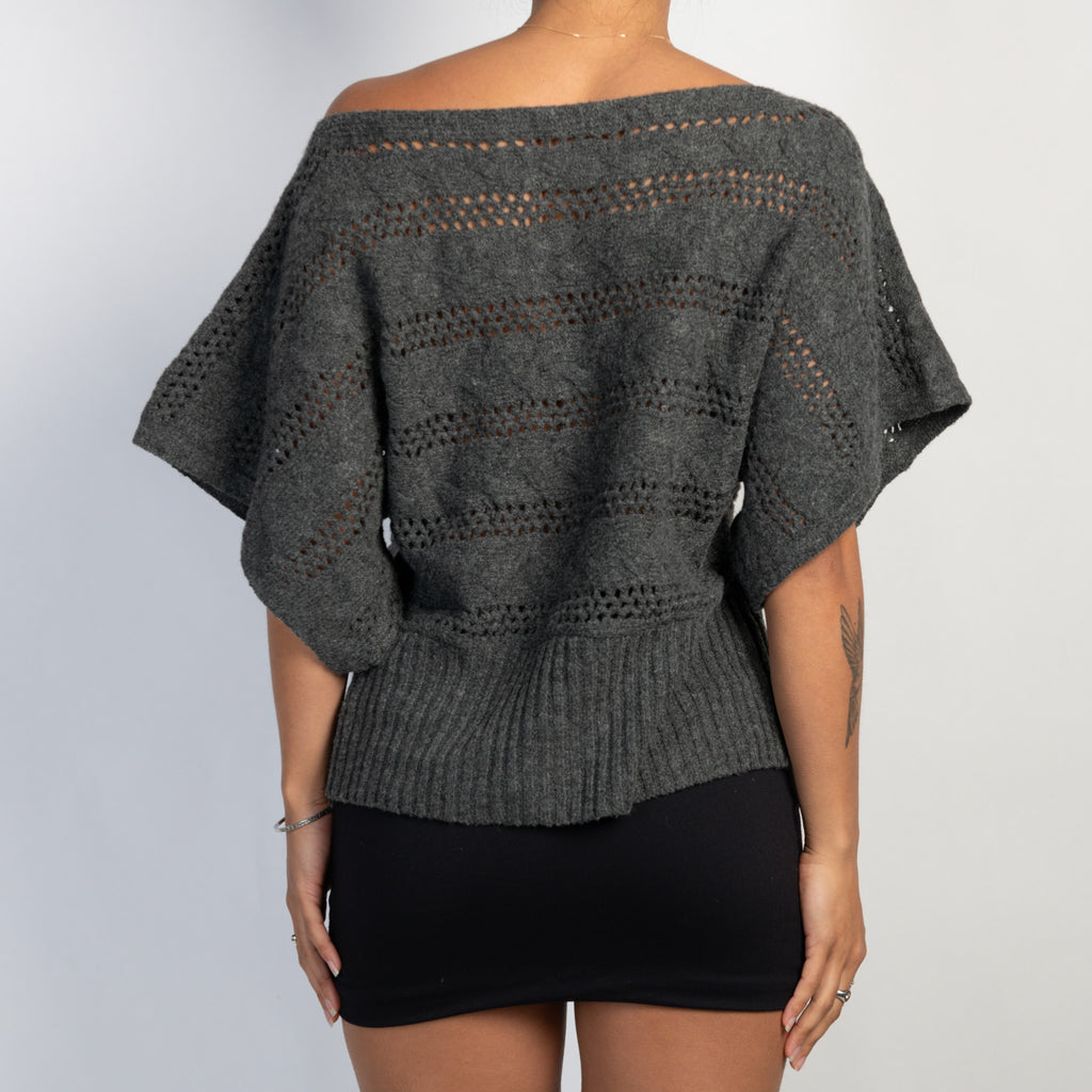 GREY KNIT BATWING TOP