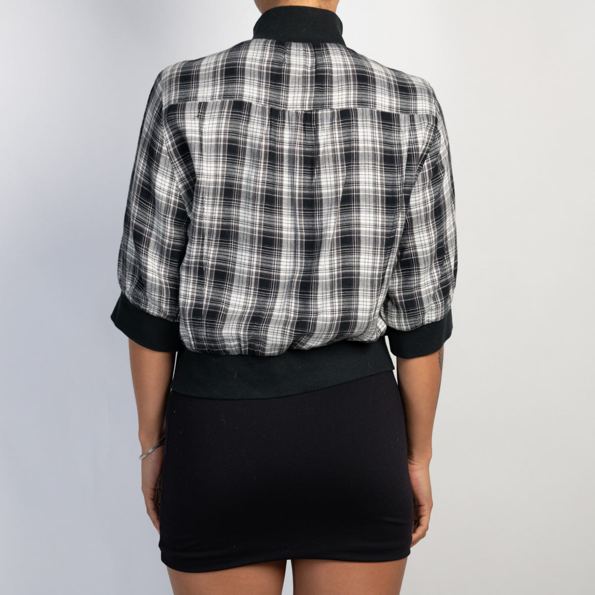 PLAID 1/2 SLEEVE JACKET