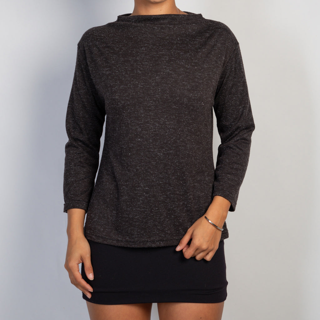 CHARCOAL 3/4 SLEEVE TOP