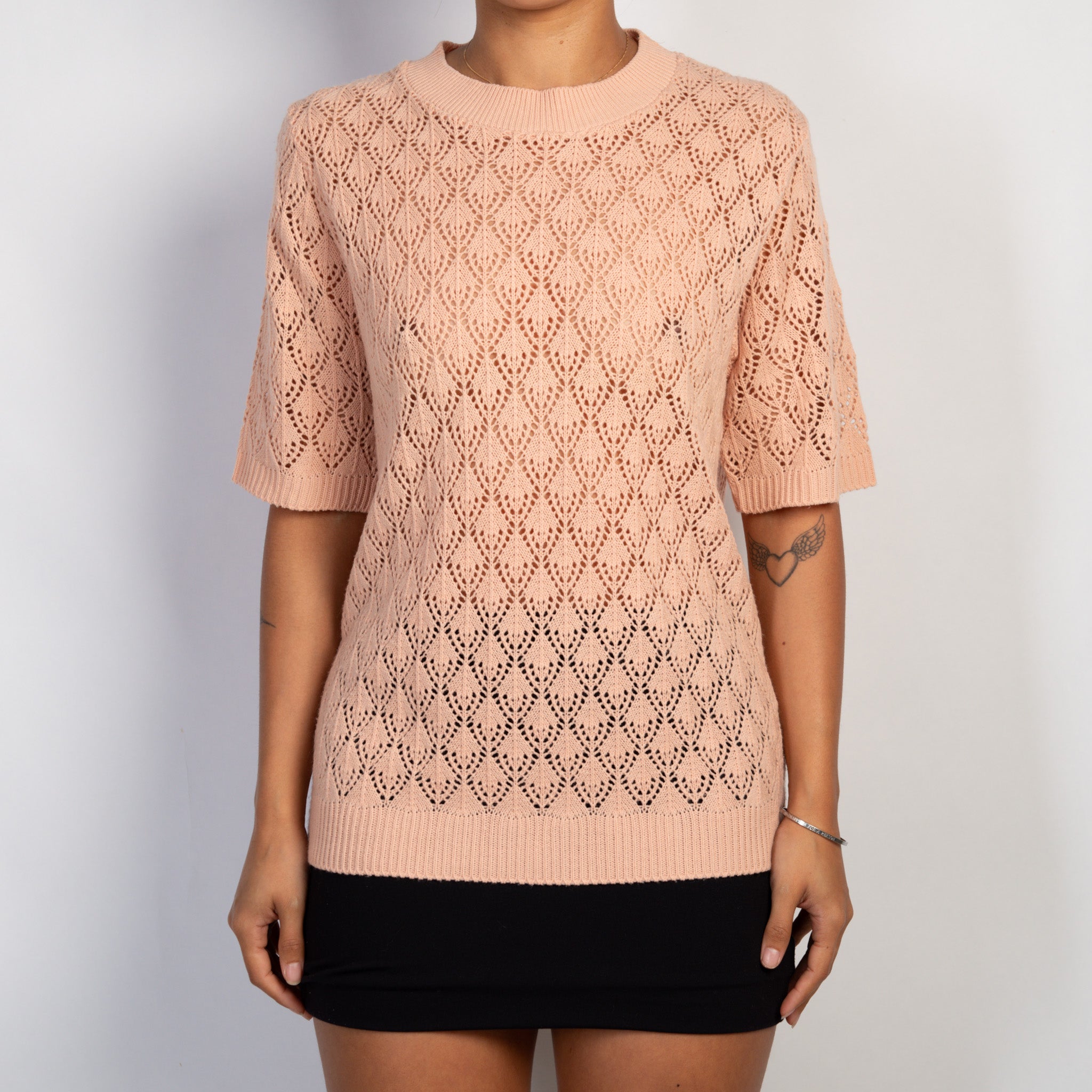 PINK OPEN KNIT TOP