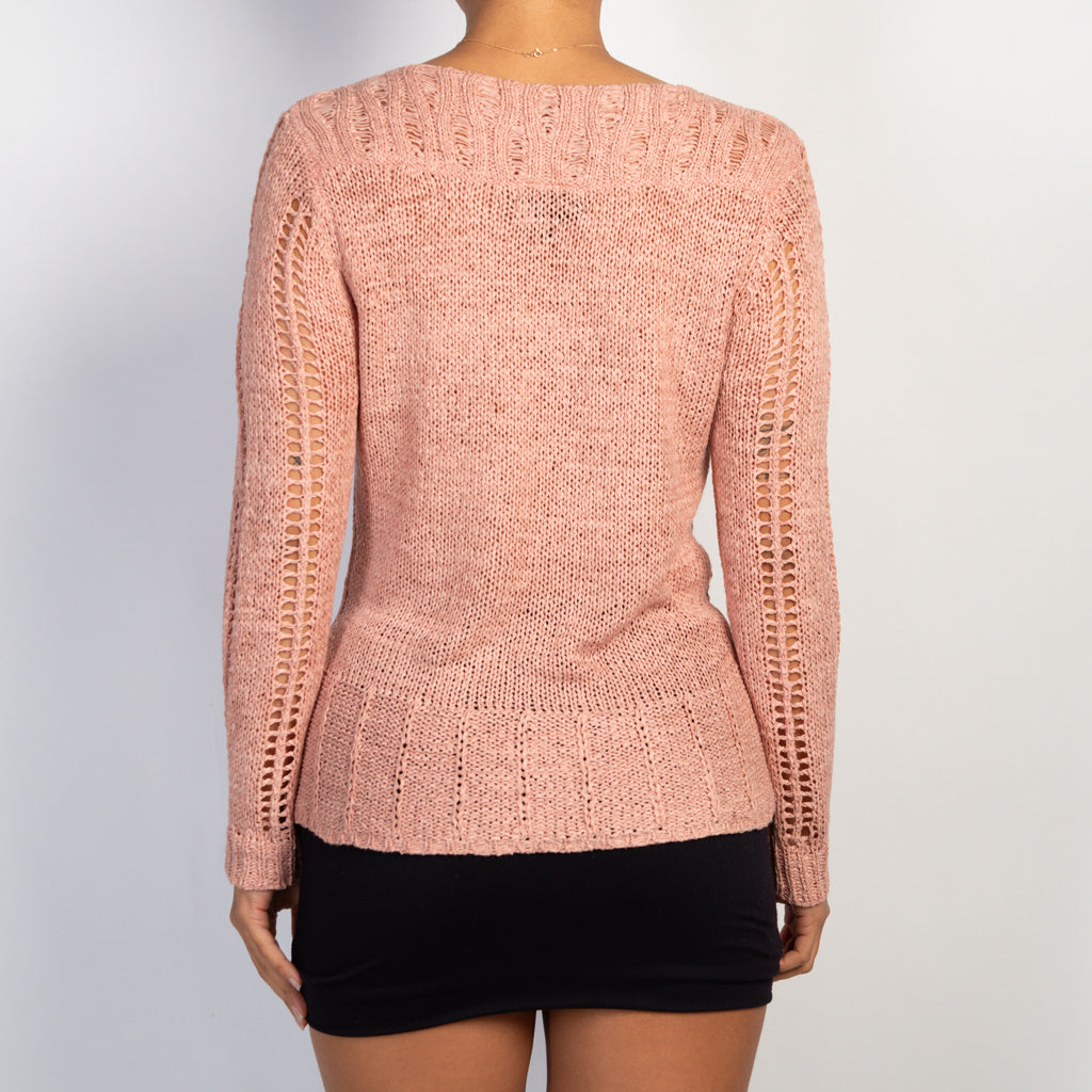 PINK OPEN KNIT TOP