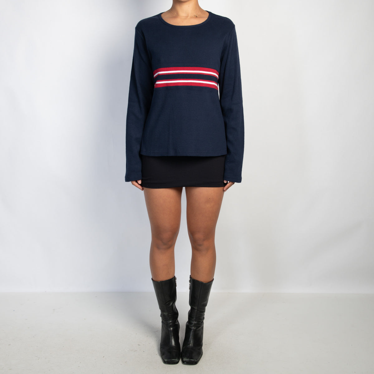 NAVY STRIPE COTTON TOP
